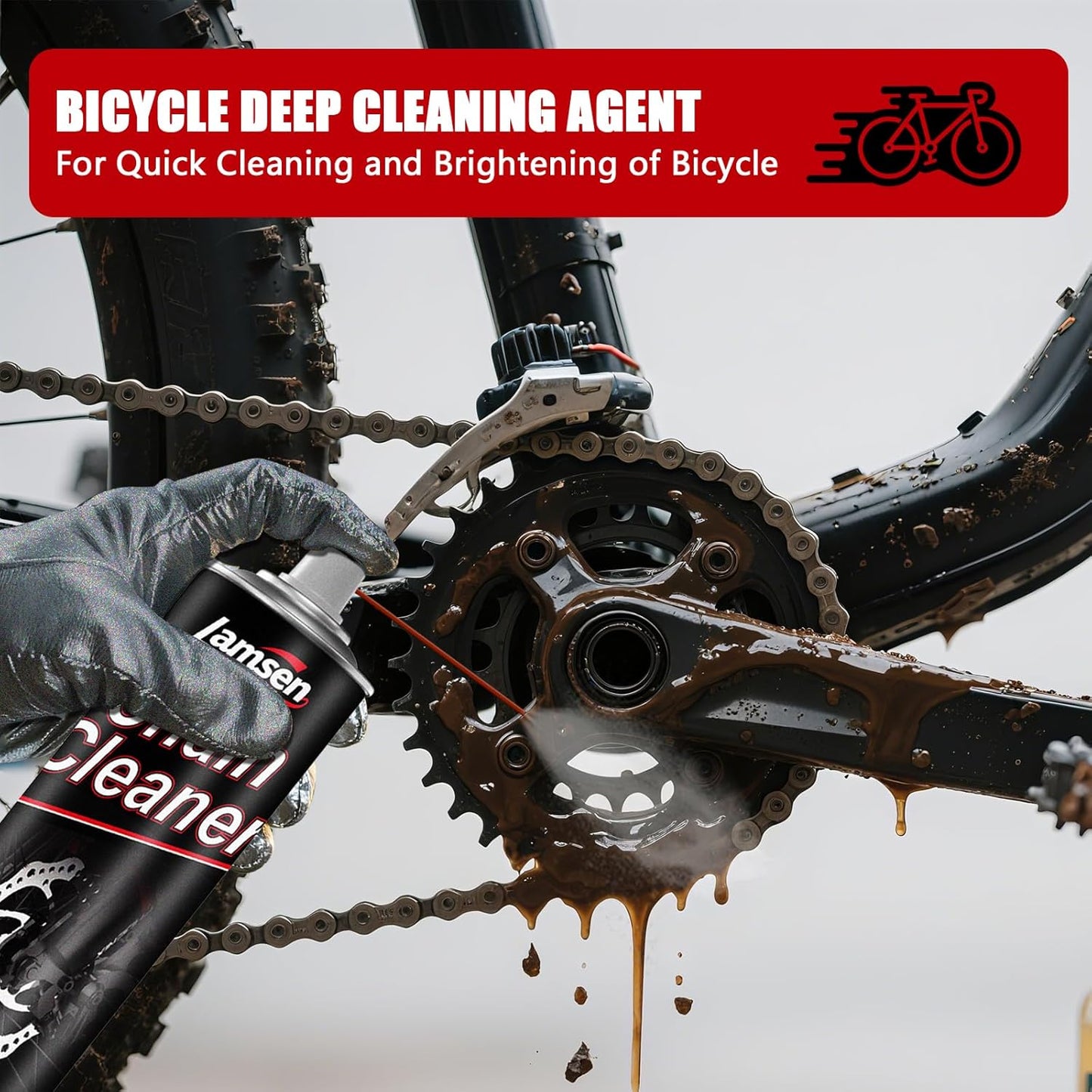 Chain Cleaner Kit, Professional Bike Chain Cleaner Set, Motorcycle Cleaning Kit with Chain Cleaner 17oz & Chain Lube 14oz Including Brushes and Gloves for Cleaning and Maintain All Bicycles （1 pack)