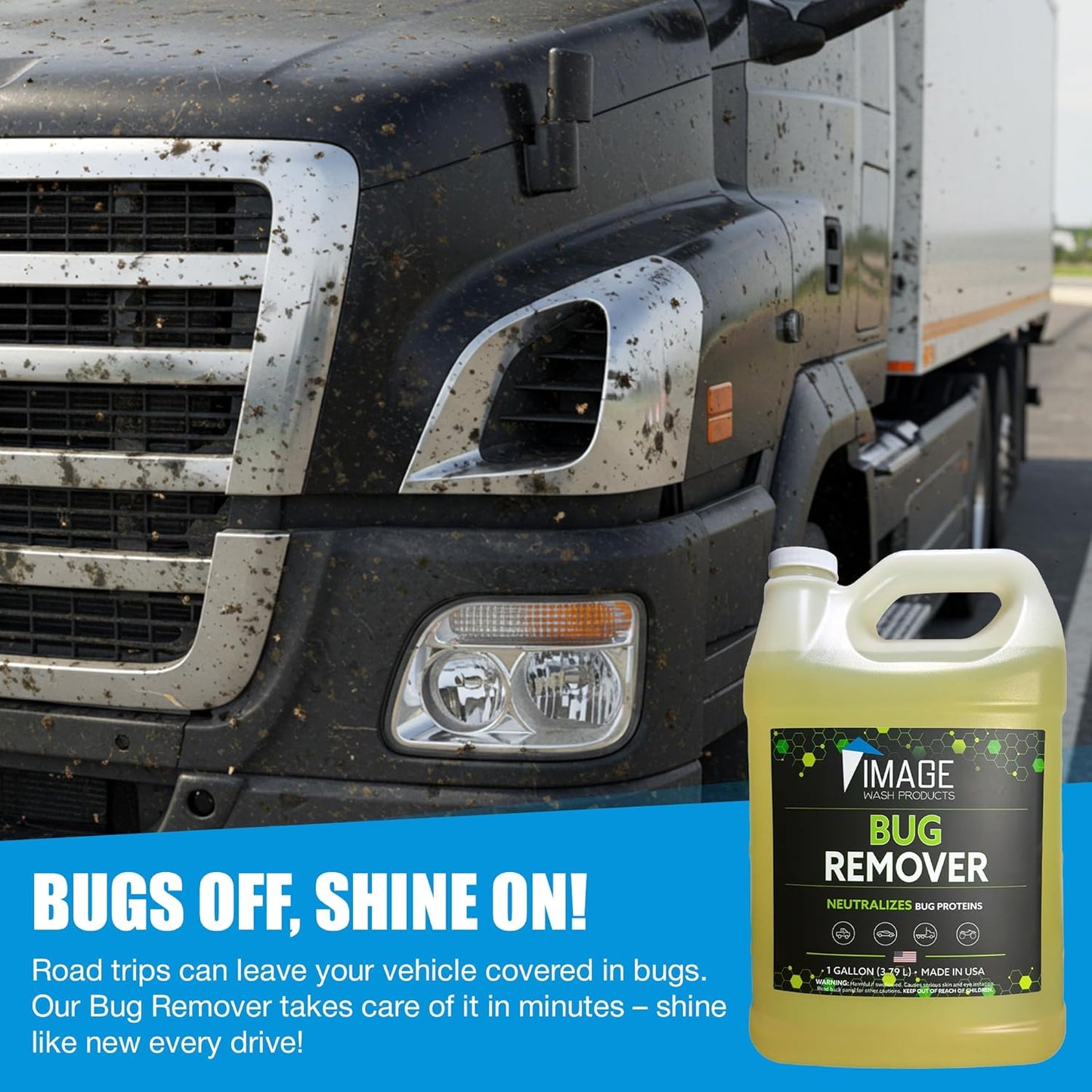 Image Wash Products Bug Remover – (1 Gallon) Best Bug Remover for Cars/Truck Exterior | Bug Cleaner for Vehicles, Car Bug Remover Spray, Bug Off Car Cleaner, Bug Wash for Cars