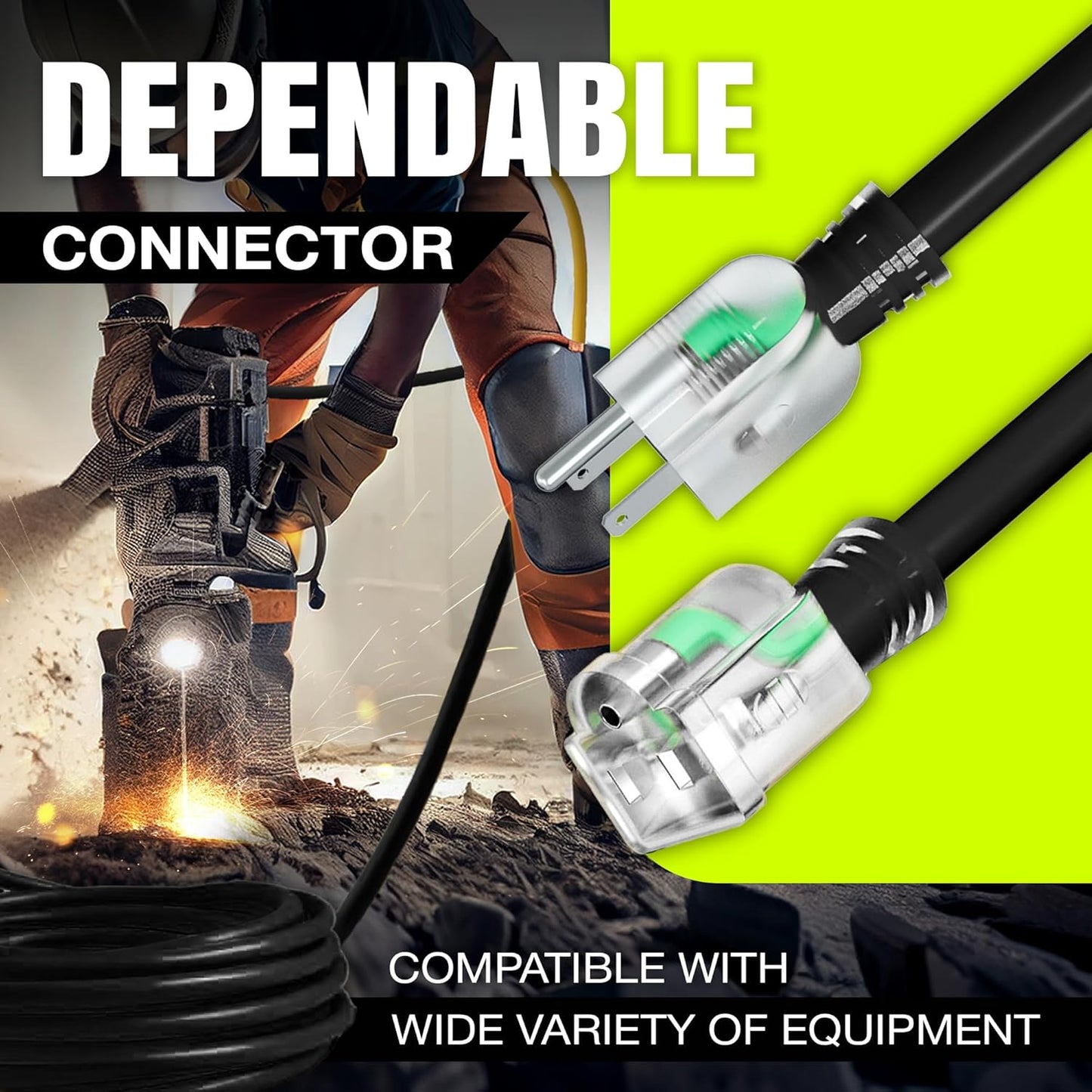 25ft Outdoor/Indoor Extension Cord 16/3 Gauge Heavy Duty 3 Prong SJTW, Waterproof, Flexible Cold-Resistant Long Power Cord,13A 125V 1625W, Black by LifeSupplyUSA