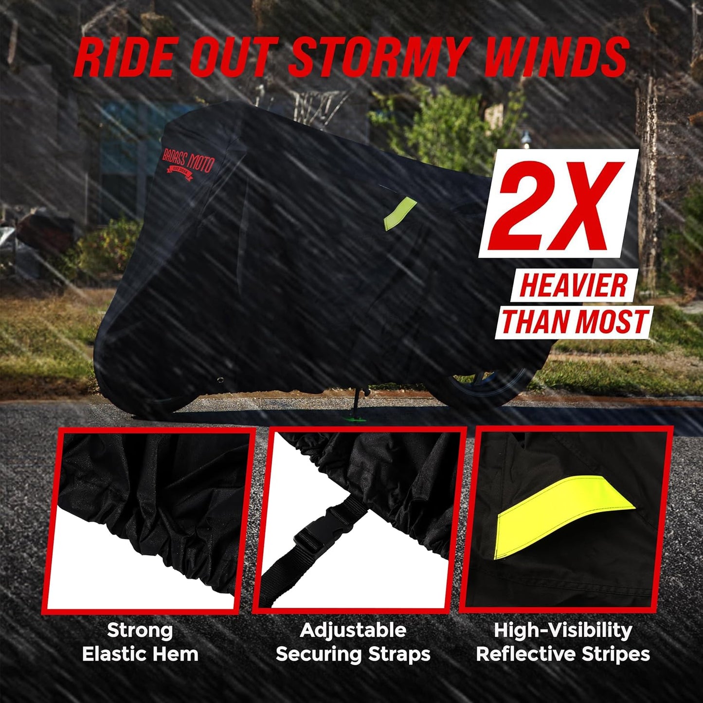 Badass Moto Ultimate Scooter Cover for Vespa Cover, Moped Cover Waterproof Outdoor Fits Honda Ruckus Scooter Cover Fits Honda Super Cub, Heavy Duty Motorcycle Cover Fits Yamaha Zuma 125 Cover