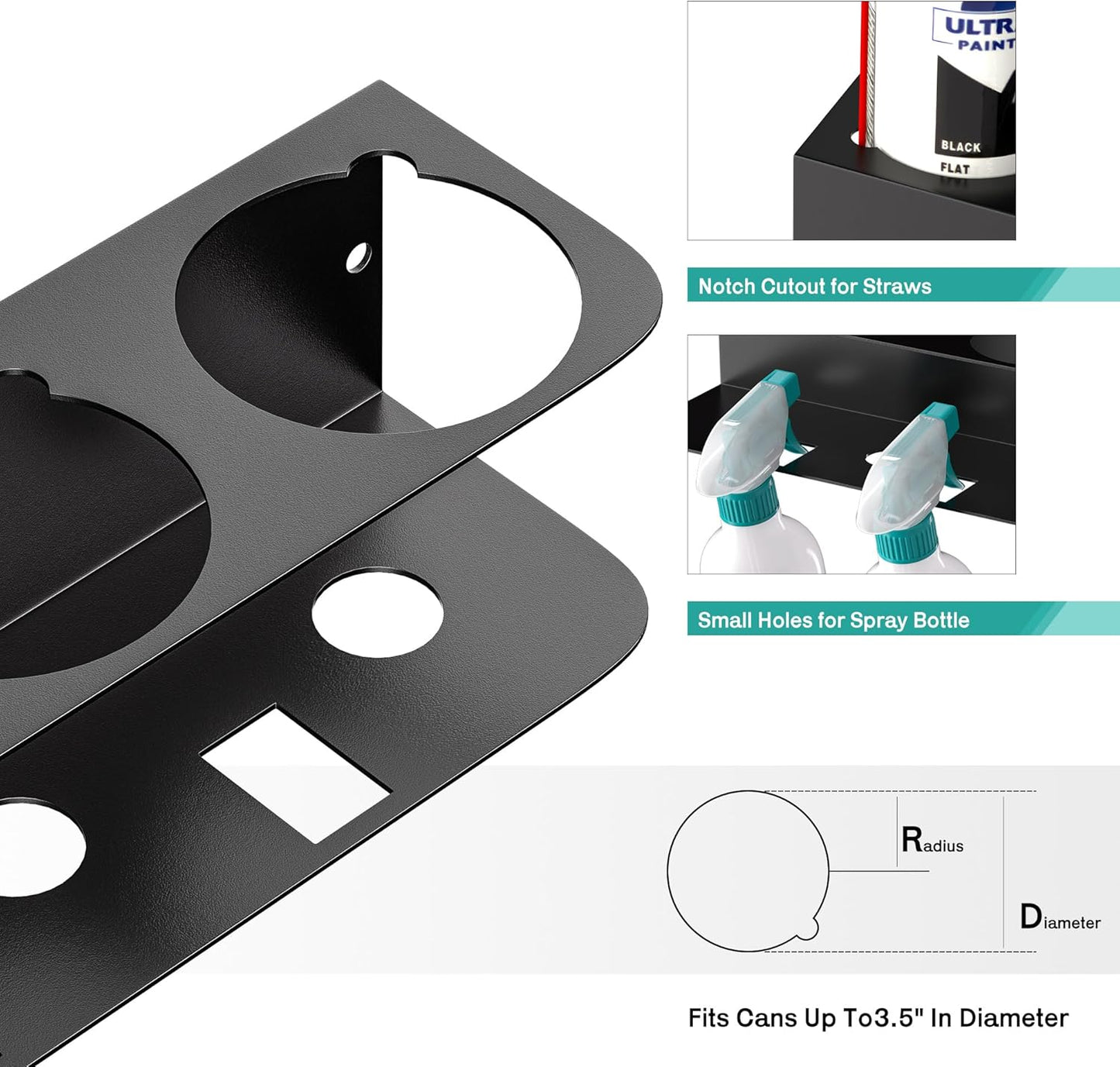 EVERHANGER Spray Can Holder, Wall Mount Spray Bottle Storage Rack Heavy Duty Spray Paint Bottle Organizer for Garage & Home, 8 Can Holes