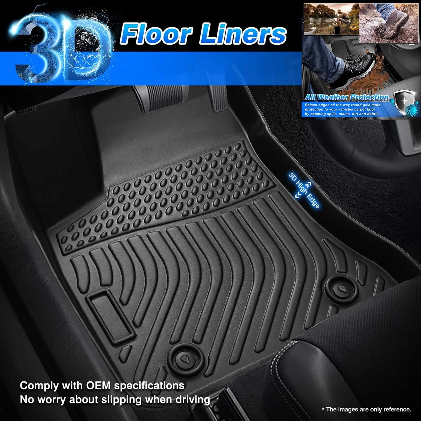 Cartist Custom Fit for Floor Mats 2015-2022 Chevy Colorado Crew Cab/GMC Canyon Crew Cab TPO Odorless High Edge Floor Liners 1nd&2nd Row Carpet Protectotion