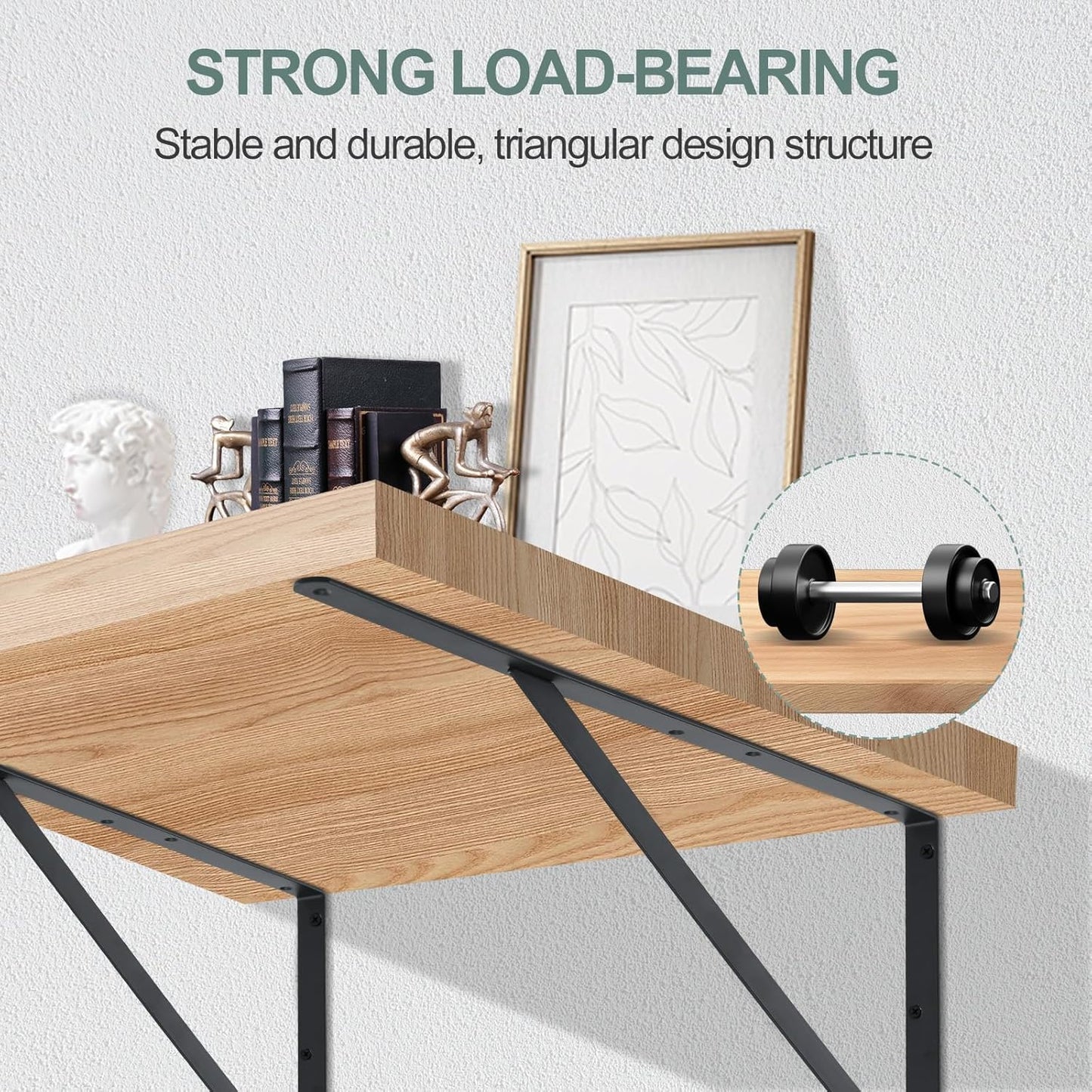 8 Pack L20 x H 12" Black Heavy Duty Shelf Brackets with Screws Metal Shelf Brackets Shelf Support Angle Brackets for Shelves L Brackets Heavy Duty Floating Shelf