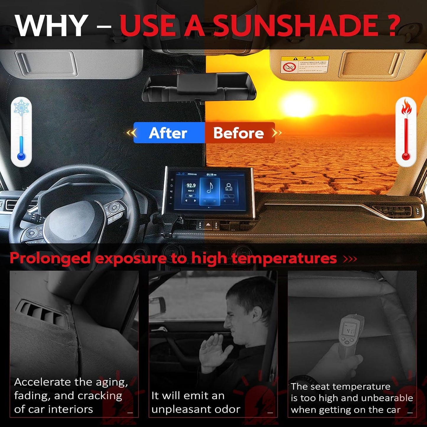 KAYZT Windshield Sun Shade for 2010-2017 Che-vrolet/Chevy Equinox Foldable Sunshade Front Window Custom Fit Car Accessories