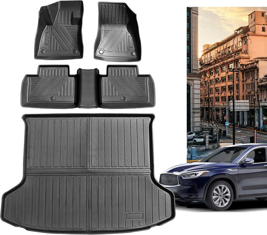 Floor Mats Fit for 2019-2025 Infiniti QX50 Floor Liner Cargo Mats，All-Weather TPE Floor Liner Rear Cargo Trunk Liner Protector for 2019 2020 2021 2022 2023 2024 2025 Infiniti QX50 Accessories