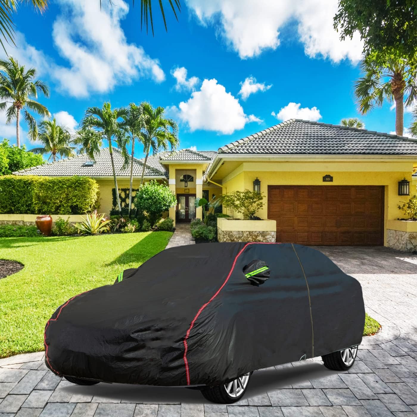 Breathable New Material, Waterproof Car Cover, Locks and Zipper Doors, Sunscreen Waterproof UV Prevention Snowproof Wind and Windproof,Suitable for Indoor Outdoor,for SUV (181" to 190") B11