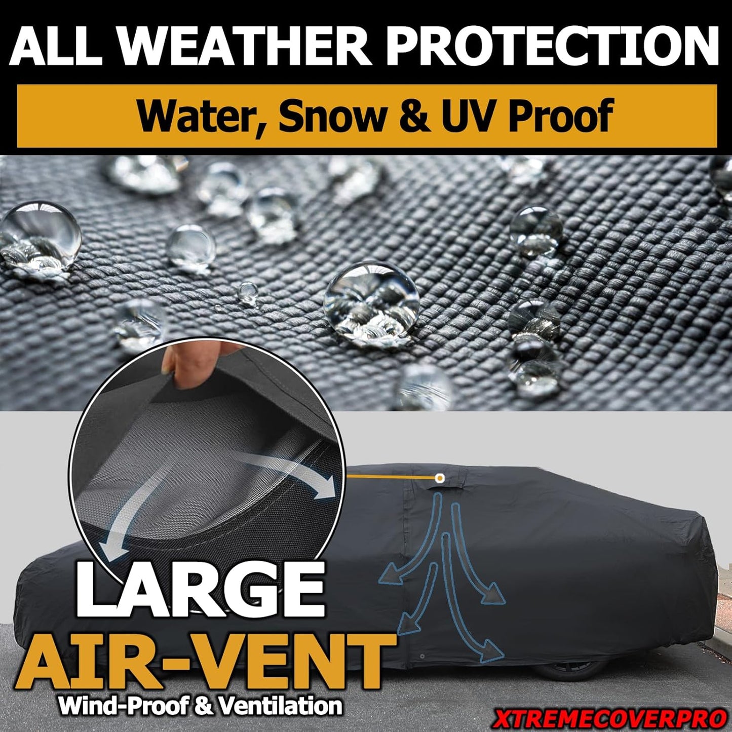 All Weather Waterproof car Cover Good for rain Snow uv Protection dust Large-Size Sedan Grand Prix 300 Charger Impala Regal MKZ Lacrosse LS Black