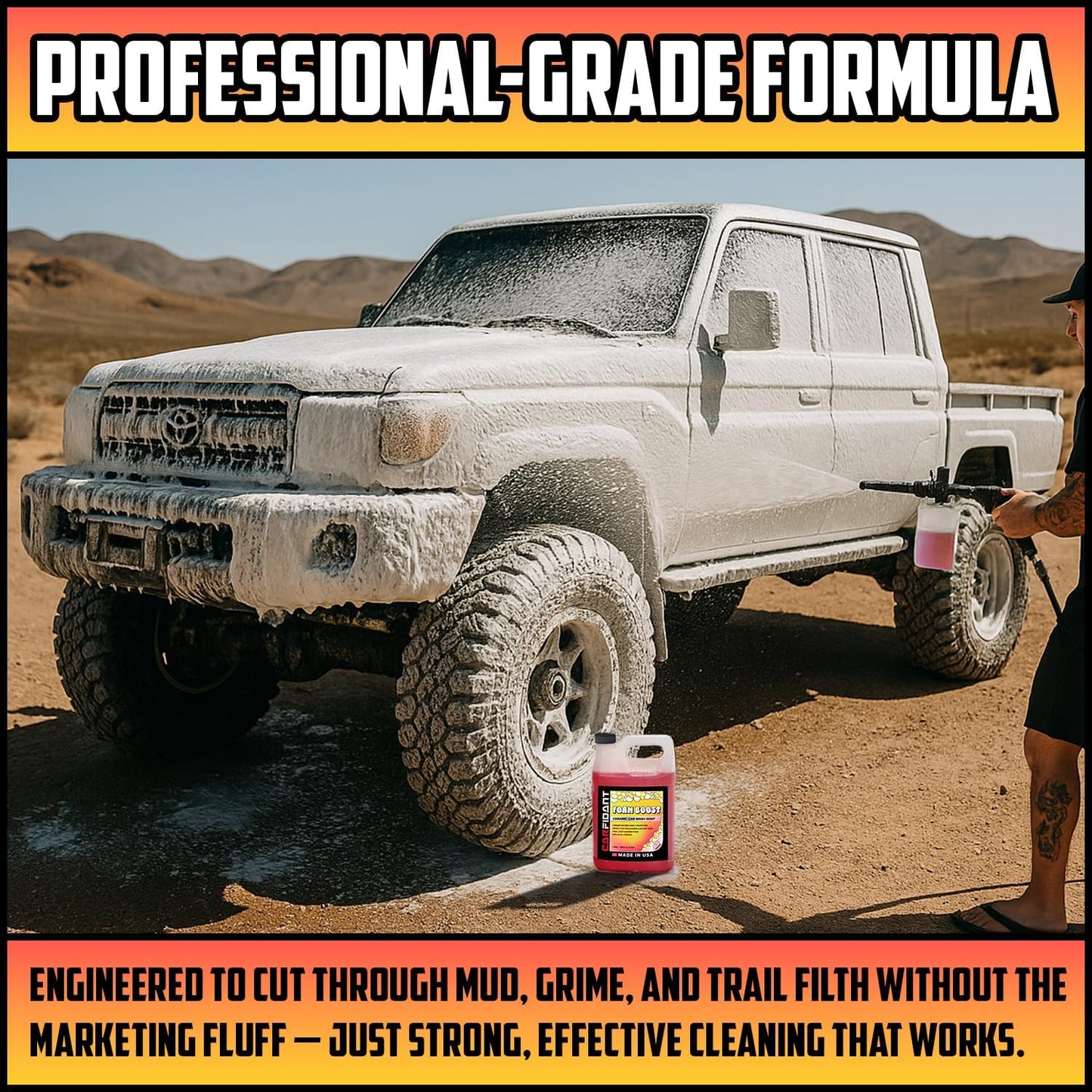 Foam Boost Off-Road & ATV Wash Soap – Heavy Duty pH-Balanced Car Wash for Trucks, UTVs, RVs & Dirt Bikes – Quick Rinse, No Residue – Works with Foam Cannons, Guns & Buckets – 64 fl. Oz.