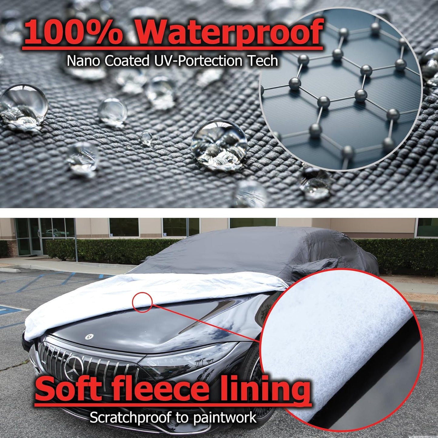 All Weather Waterproof car Cover Good for rain Snow uv Protection dust mid-Size SUV Cayenne Outback Atlas Aviator Range Rover Passport RX350 Black