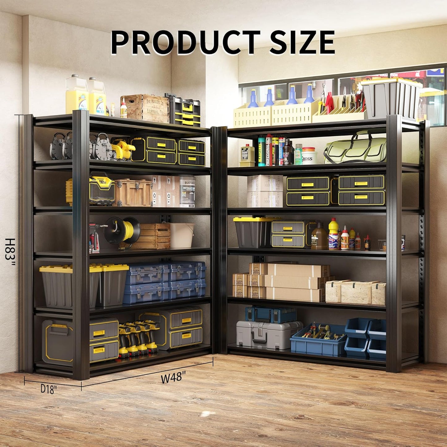 82" H Heavy Duty Garage Shelving 3000LBS Storage Shelves Adjustable 6 Tier Metal Shelving Unit, Industrial Utility Rack for Garage, Workshop, Basement, Home Office 82" H*48W*18D