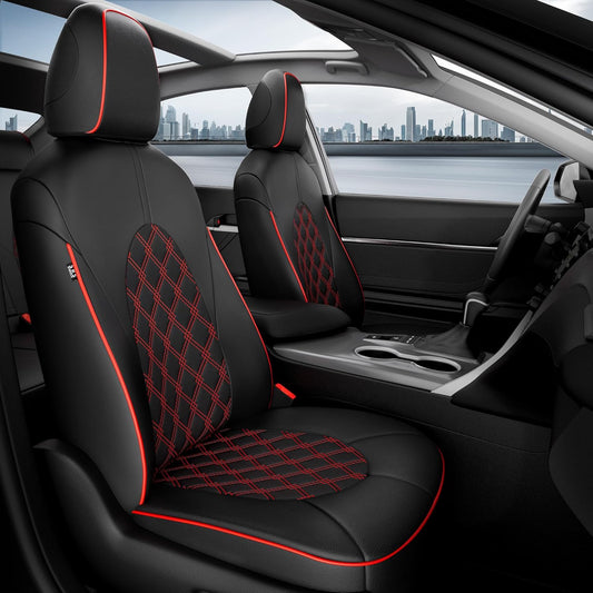 for Toyota Camry Seat Covers Hybrid XLE XSE 2018 2019 2020 2021 2022 2023 2024 - Custom Car Seat Cover Full Set, Waterproof Breathable Cushion Protector, Leather Seat Cover for Cars Black Red