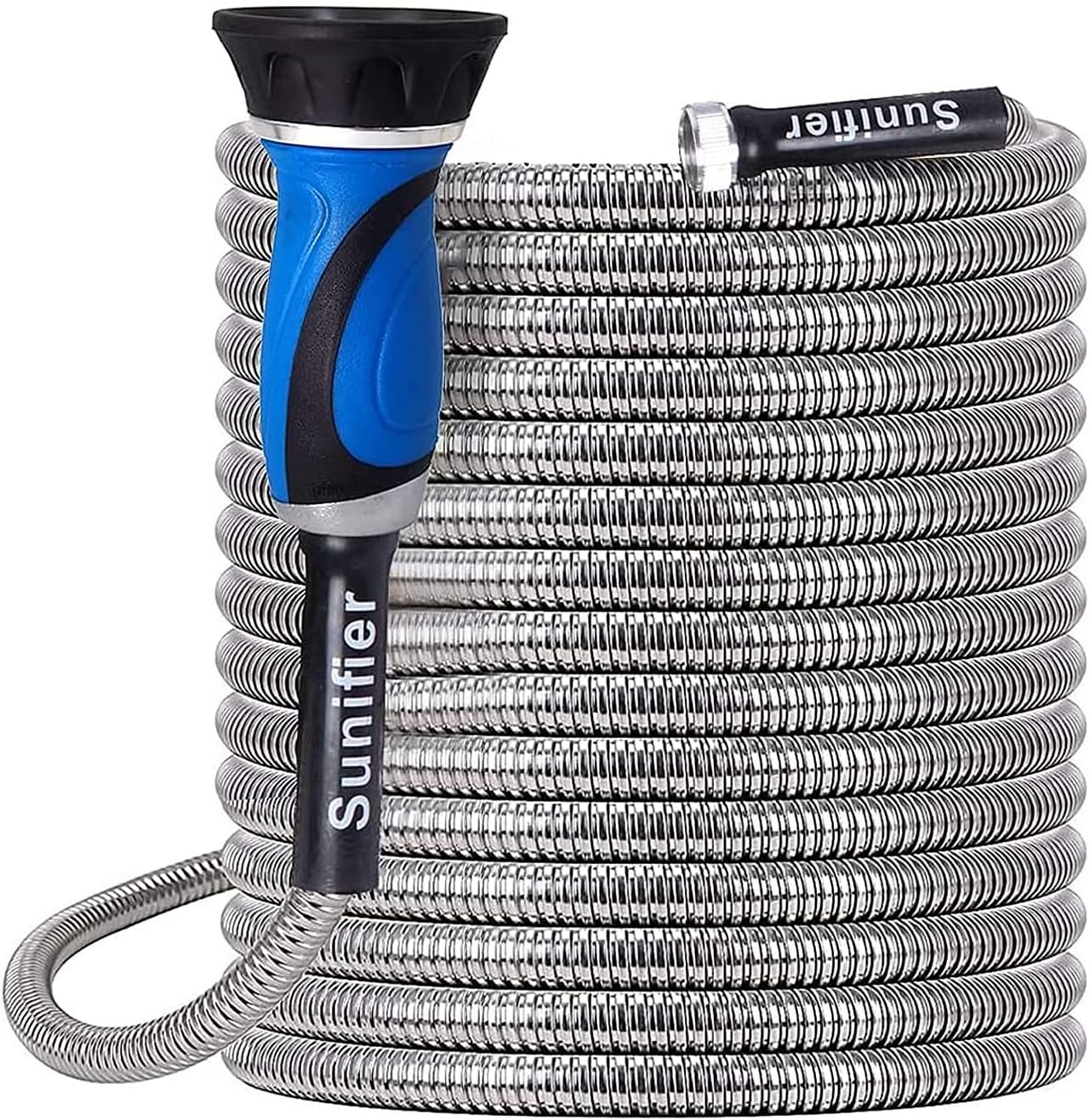 Metal Garden Hose 25 Ft Flexible Stainless Steel Garden Hose Lightweight, Heavy Duty Water Hose With High Pressure Hose Nozzle Sprayer for Garden, Lawn(25 FT)