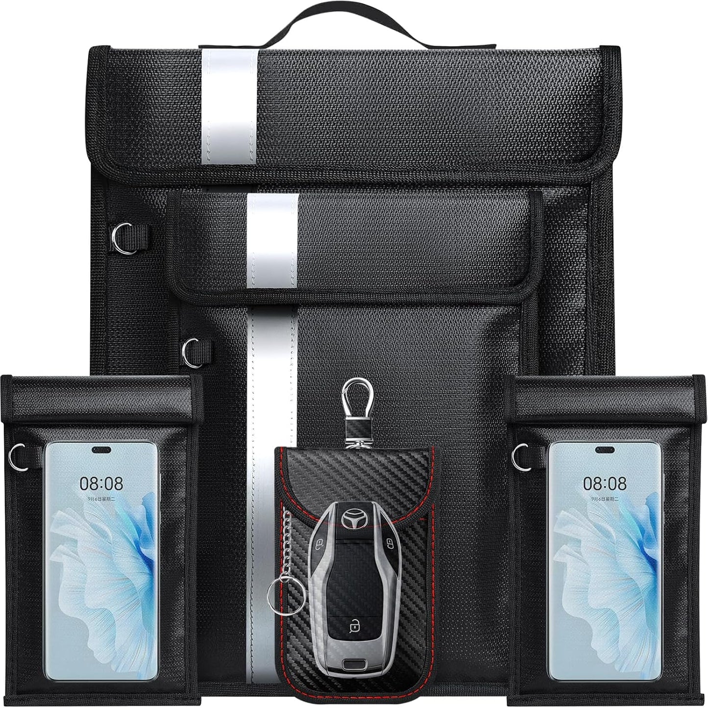 Faraday Bags,Anti-Tracking Faraday Bag For Phones&Laptops & Tablets & Car Keys,Fireproof & Waterproof EMP Bag,Faraday Cage With Handle
