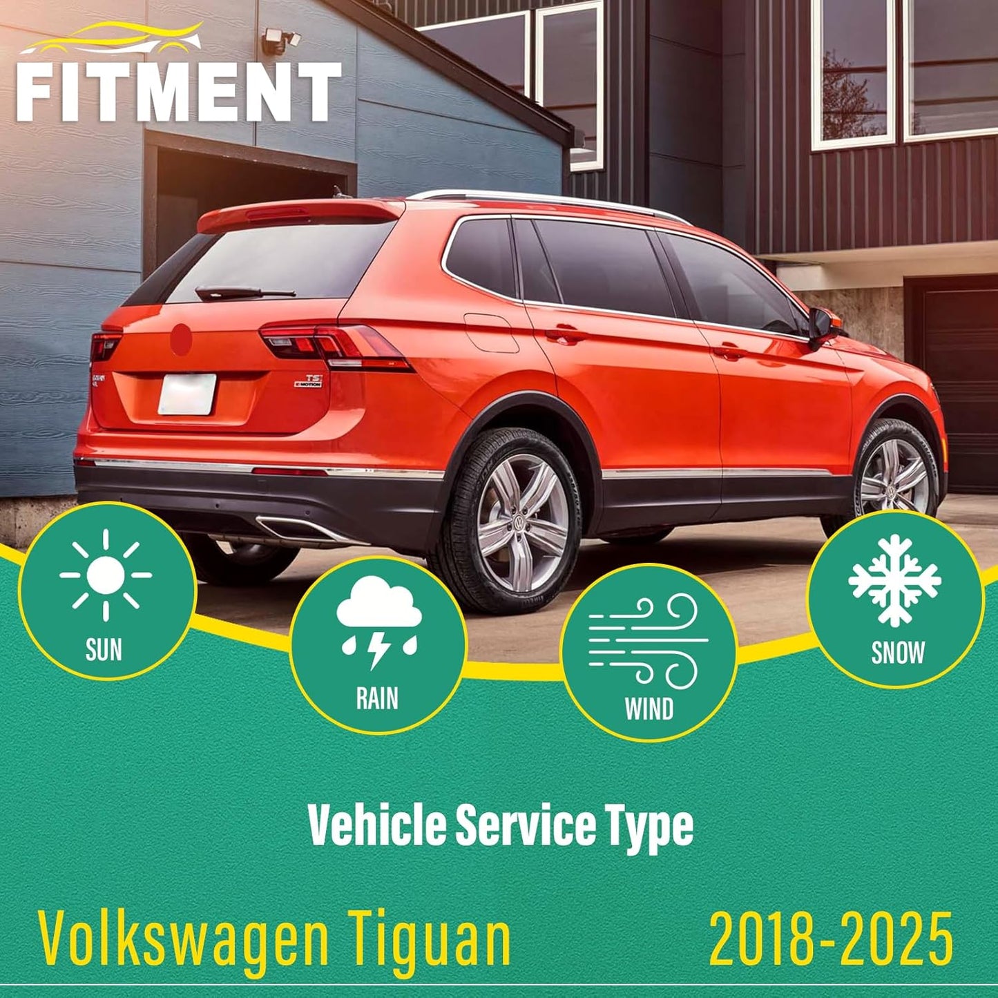 25" 22" 15" Windshield Wiper Blades Replacement for VW Volkswagen Tiguan 2018 2019 2020 2021 2022 2023 2024 2025 Premium All Weather Front Rear Wipers Set - OEM Quality (Pack of 3)