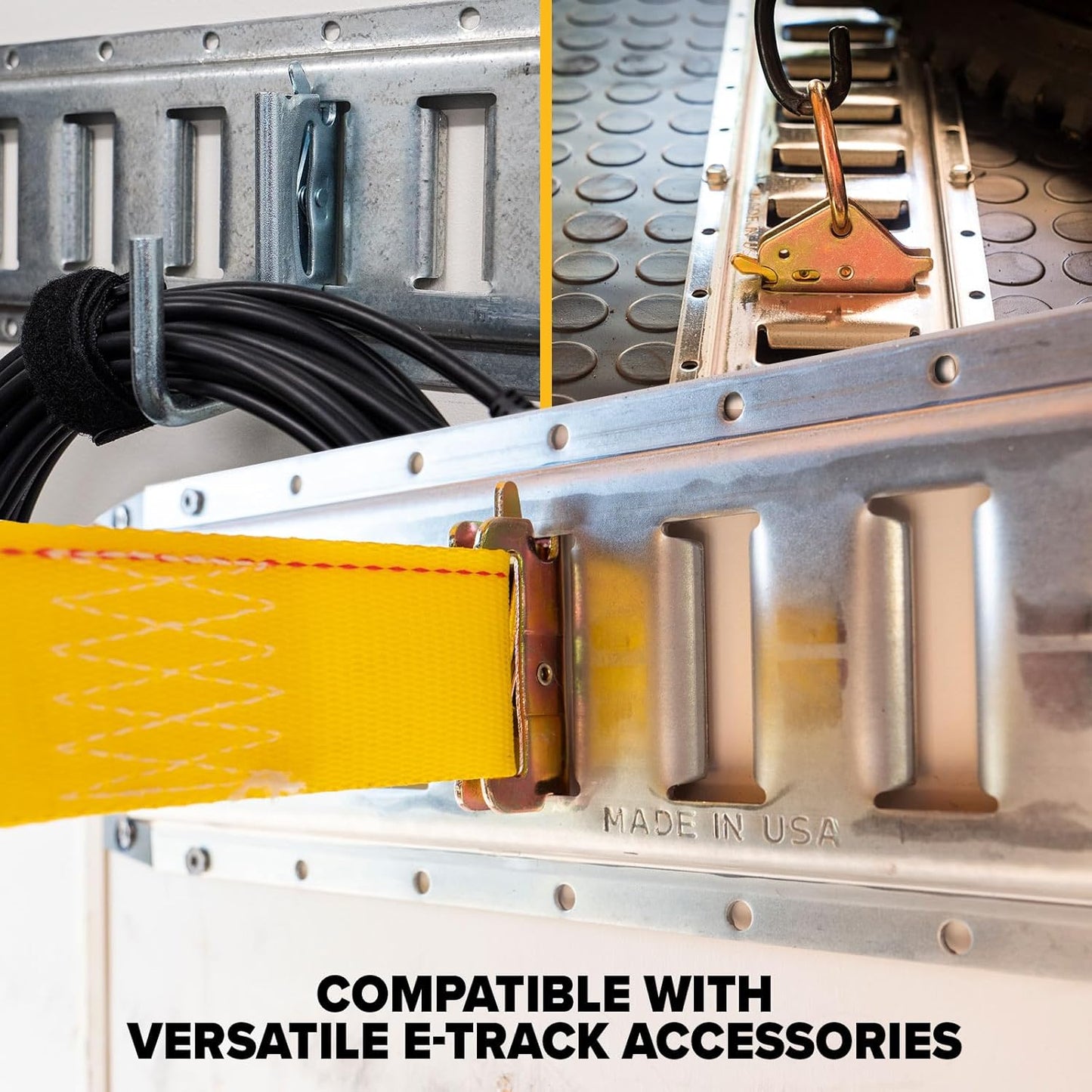 US Cargo Control E Track, Made in USA, 12 Gauge Steel, 5 FT Galvanized Rails (4-Pack), Horizontal E-Track Rails for Trailers, Garages, Cargo Vans, 6,000 Pounds Break Strength Per Slot