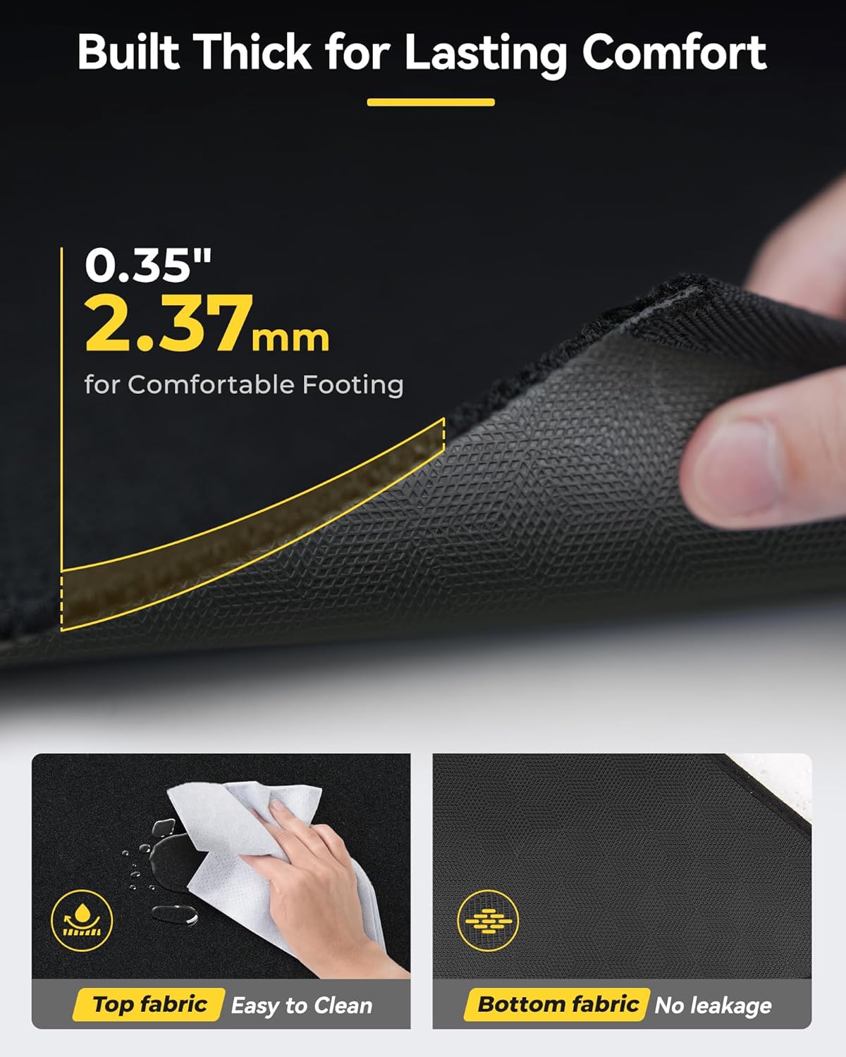 3W Floor Mats & Cargo Liner – Full Set (1st, 2nd & 3rd Row with Carpet) for Jeep Grand Cherokee L 2021-2025(Only for 6 Seat), Custom Fit TPE, All-Weather Waterproof,Black