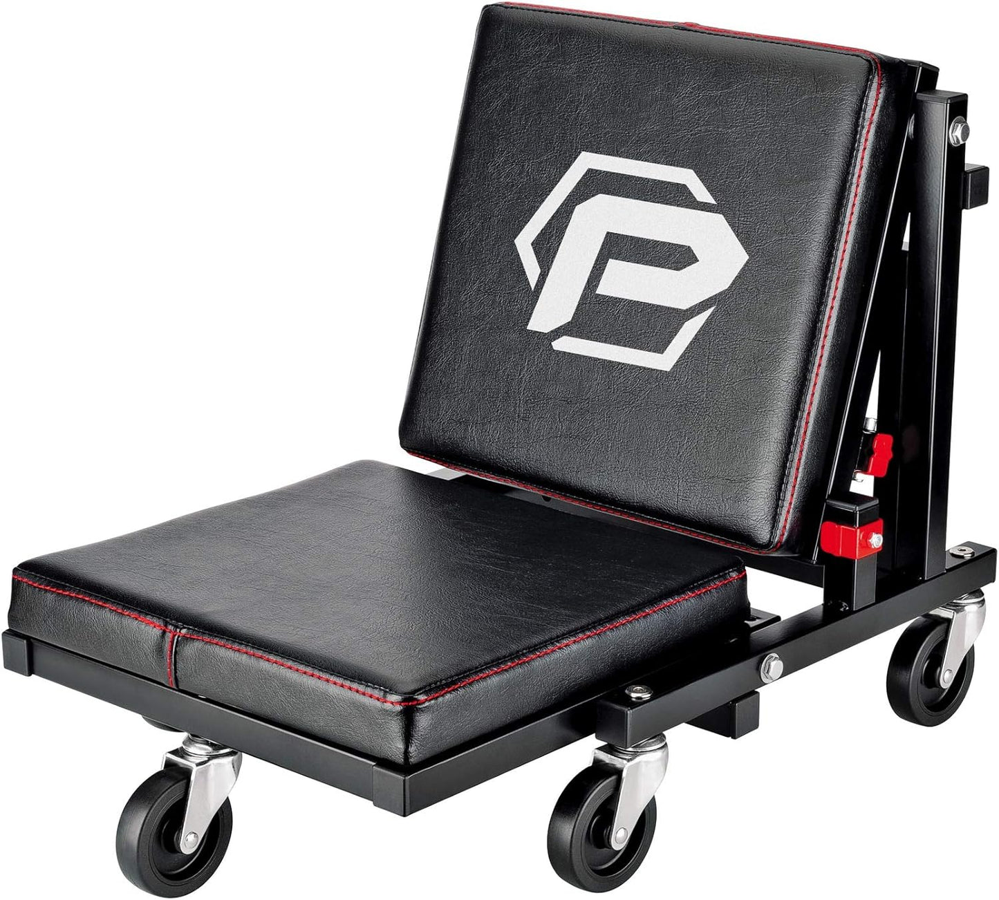 Powerbuilt 2-in-1 Rolling Creeper Seat Converts from High to Low Roller Seat, Fast, Tool-Free Conversion, Garage, Shop, Brake Jobs, Washing, Detailing, Maintenance, Thick Pad, 3-in. Casters - 240298