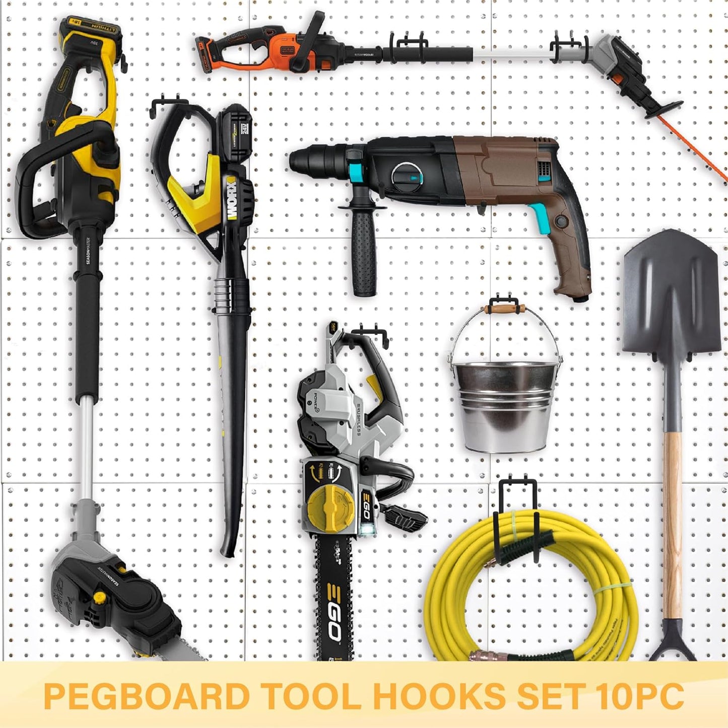 Heavy Duty Pegboard Hooks 10PC - Black Peg Board Hooks for Hanging Tools, Drill Holder, Only Fits 1/4" Peg Board, Ideal for garages, workshops, Craft Rooms, Retail Stores