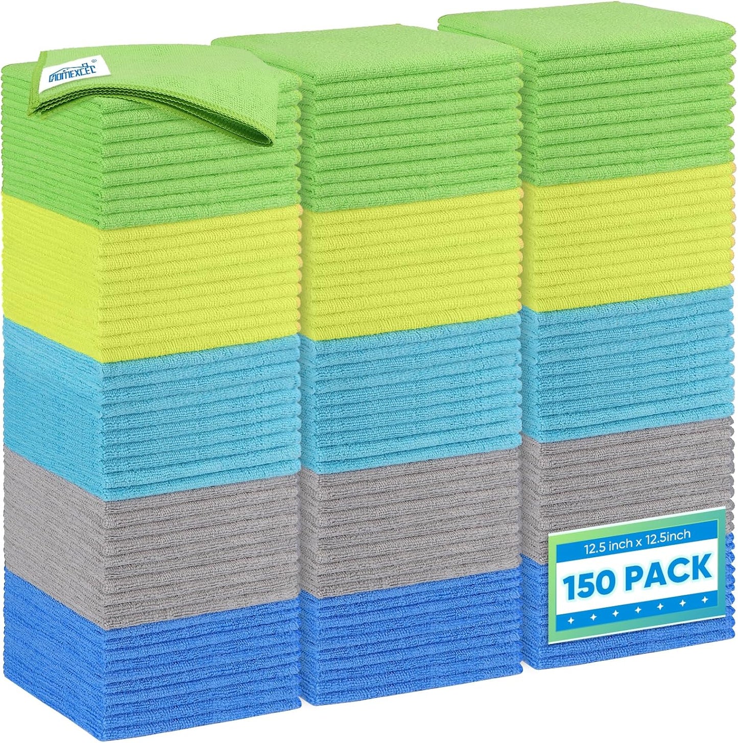 HOMEXCEL Microfiber Cleaning Cloth 12 Pack, 12.5 x 12.5 Inch Microfiber Towels for Cars, Ultra Absorbent Cleaning Rags, Lint Free Cleaning Towels for Household, Kitchen, Window, and Car, Multicolor