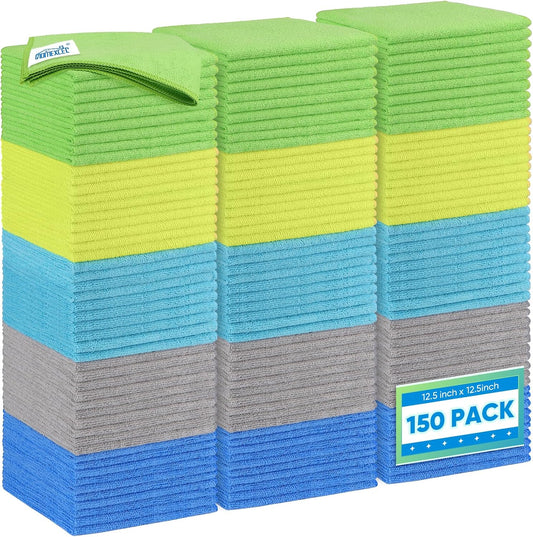 HOMEXCEL Microfiber Cleaning Cloth 12 Pack, 12.5 x 12.5 Inch Microfiber Towels for Cars, Ultra Absorbent Cleaning Rags, Lint Free Cleaning Towels for Household, Kitchen, Window, and Car, Multicolor
