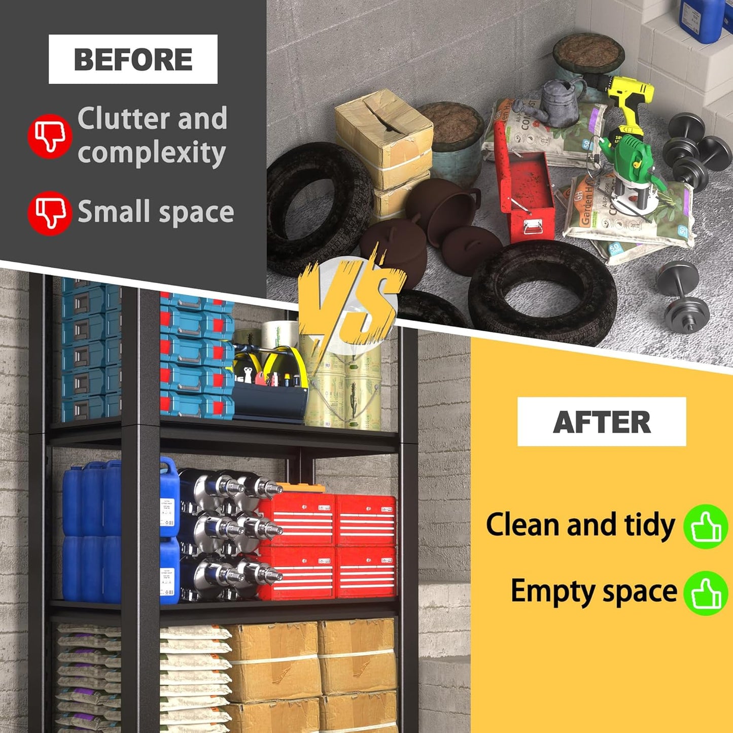 60" H x 40" W x 20" D 4-Tier Heavy Duty Garage Shelving Unit, 2000 LBS Capacity Metal Storage Rack,Adjustable Steel Shelves for Garage, Warehouse, Basement, Pantry, Workshop.1 Pack