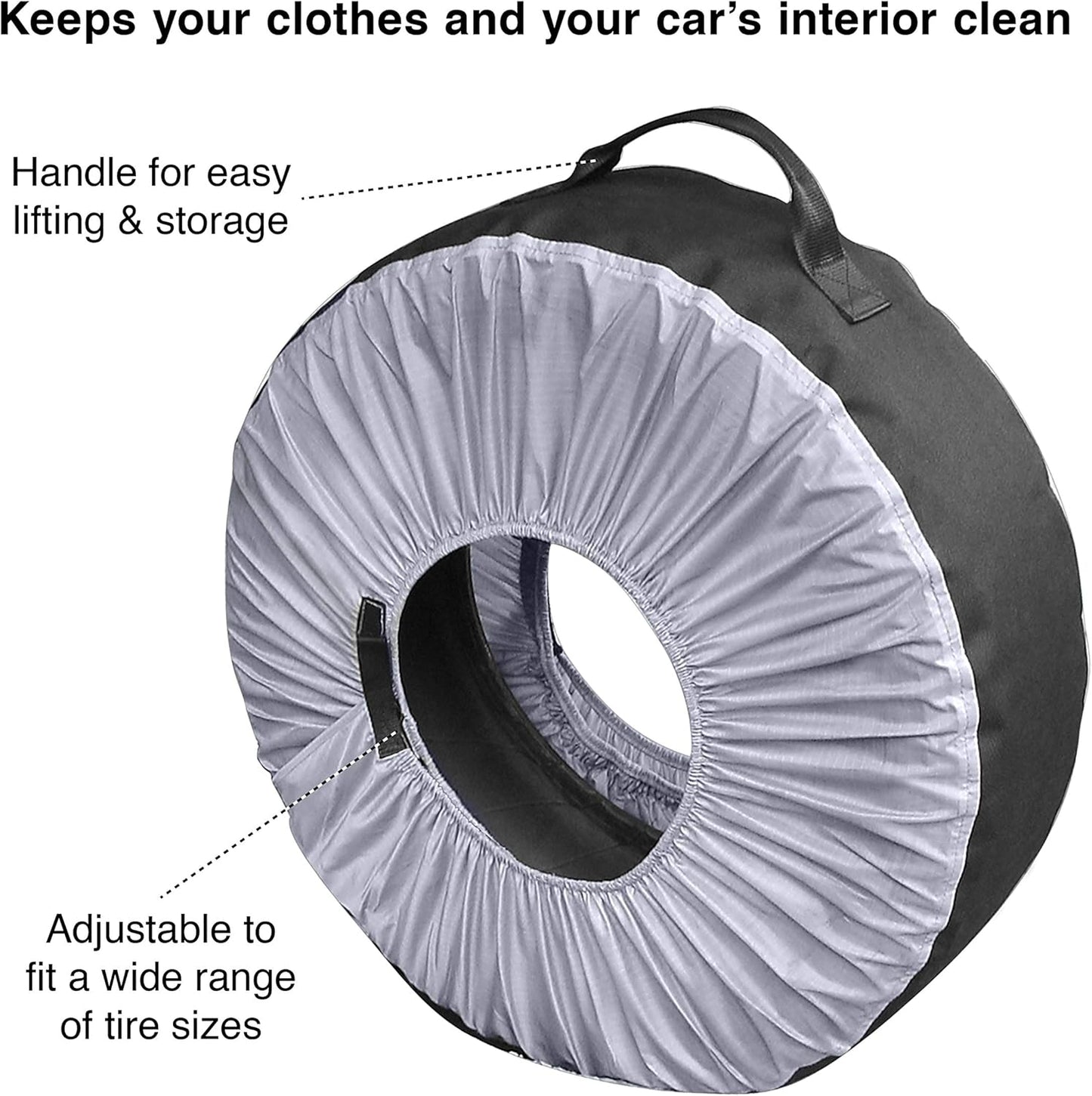 Kurgo Seasonal Tire Tote | Spare Tire Cover | Portable Wheel Bags | Winter Tire Cover | Eco-Friendly Tire Totes | Handle for Easy Transportation | Universal Fit