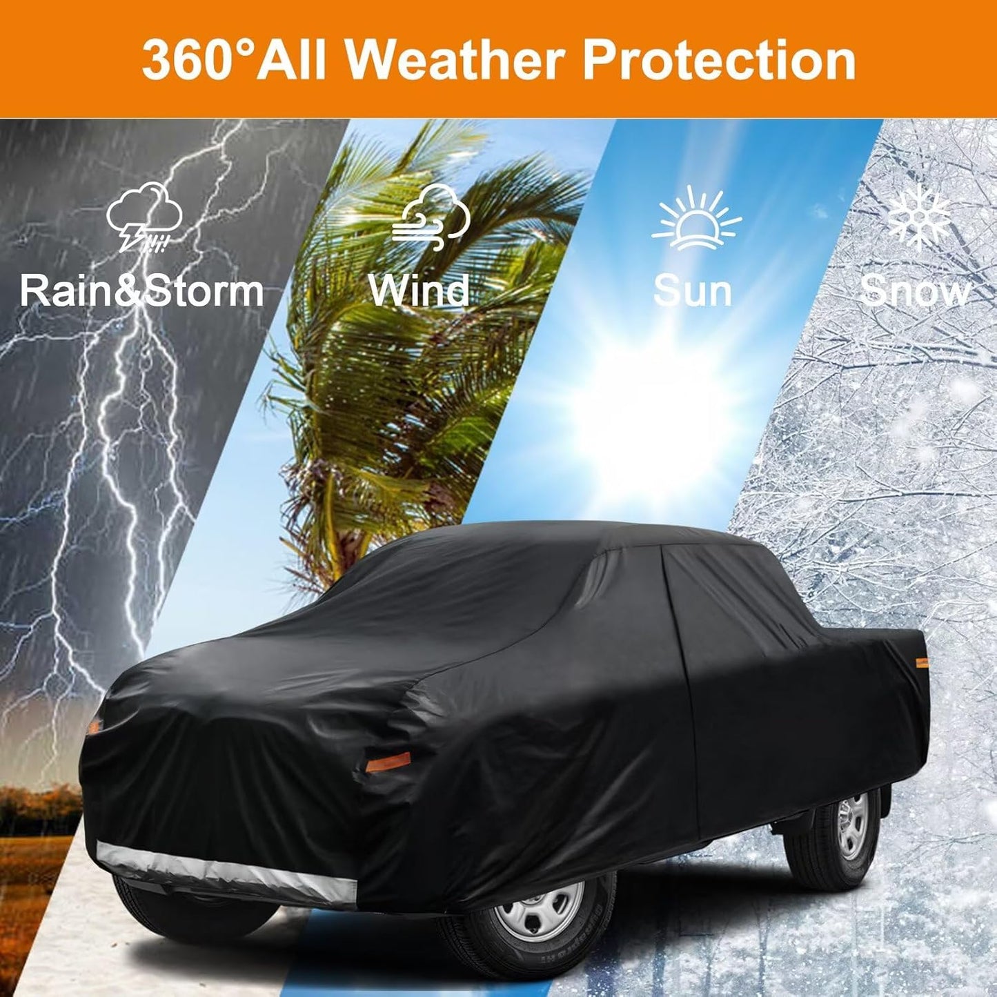 Kayme Truck Cover Custom Fit Chevy Silverado 1500(2018-2025) Regular Cab SB. Full Exterior Heavy Duty Outdoor Pickup Truck Car Cover Waterproof All Weather.Car Tarp for Wind Sun Dust Protection.