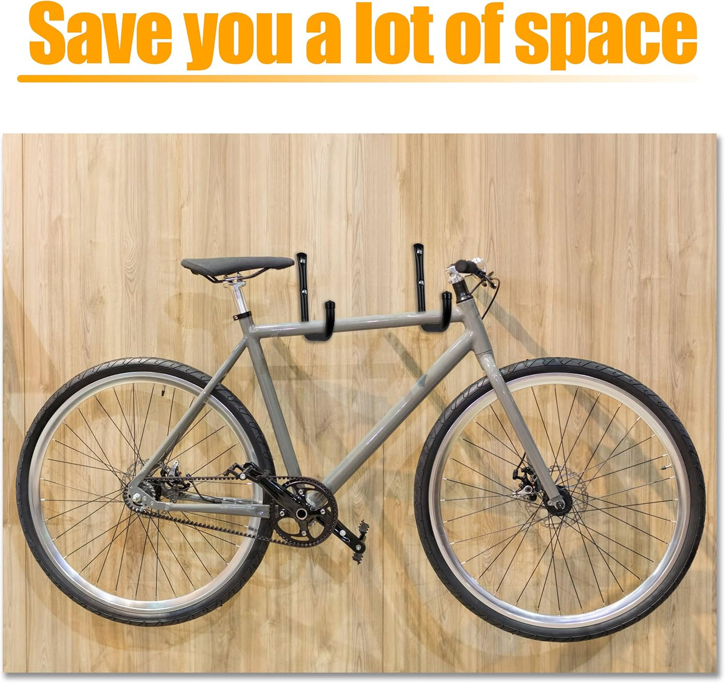 KURUI Wall Hooks for Garage Garden, 4 Pack Water Hose Holder, Large Garage Storage Hanger for Ladder Bike Extension Cord Tool, Wall Mount l Hooks, Black Heavy Duty 8 inch Long Hook