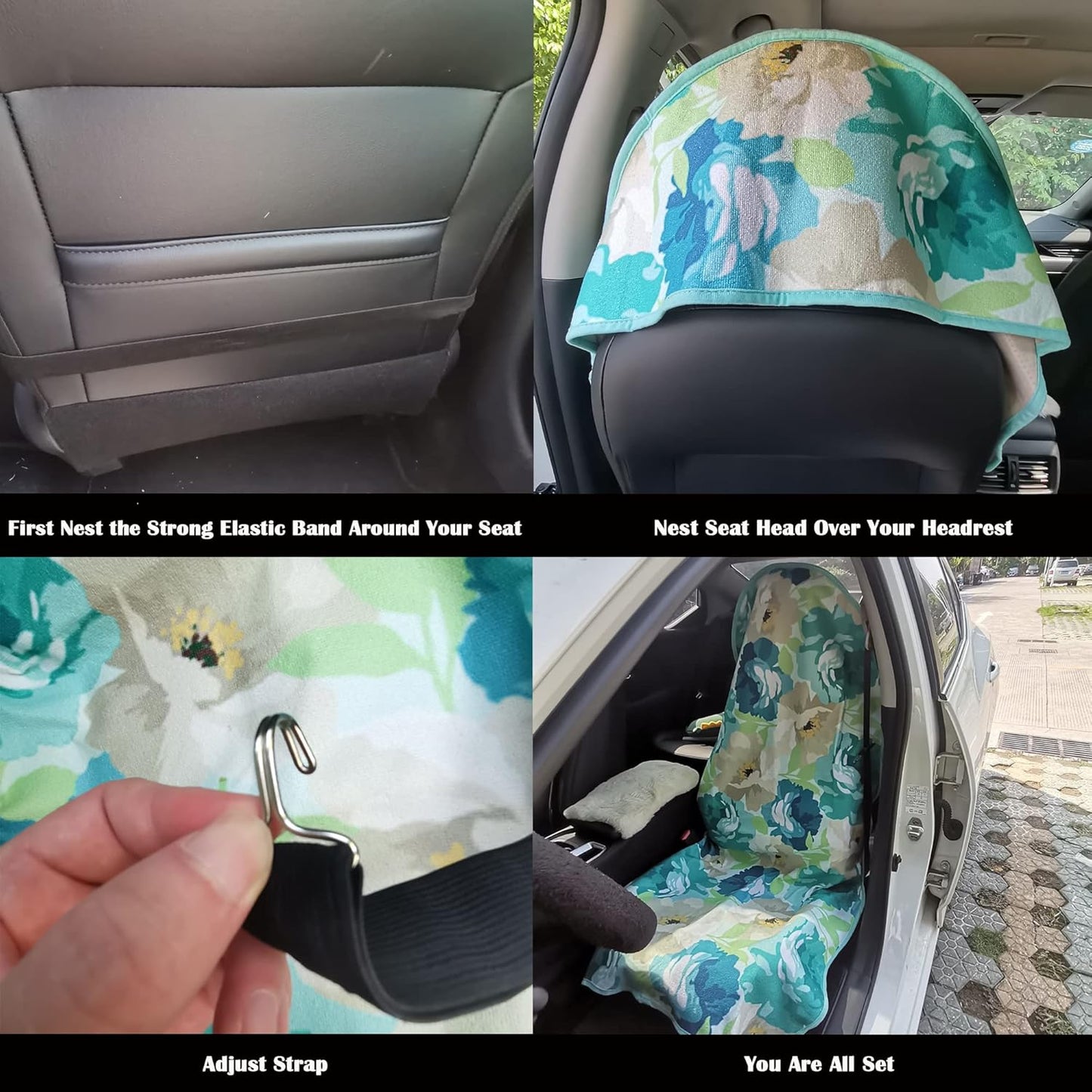 Car Seat Cover Protector Front Seats,for Gym Workout,Running,Swimming,Beach and Hiking,Waterproof Sweat Towel Bucket Seat Covers for Cars SUV Trucks (Chrysanthemum, 2Pcs)