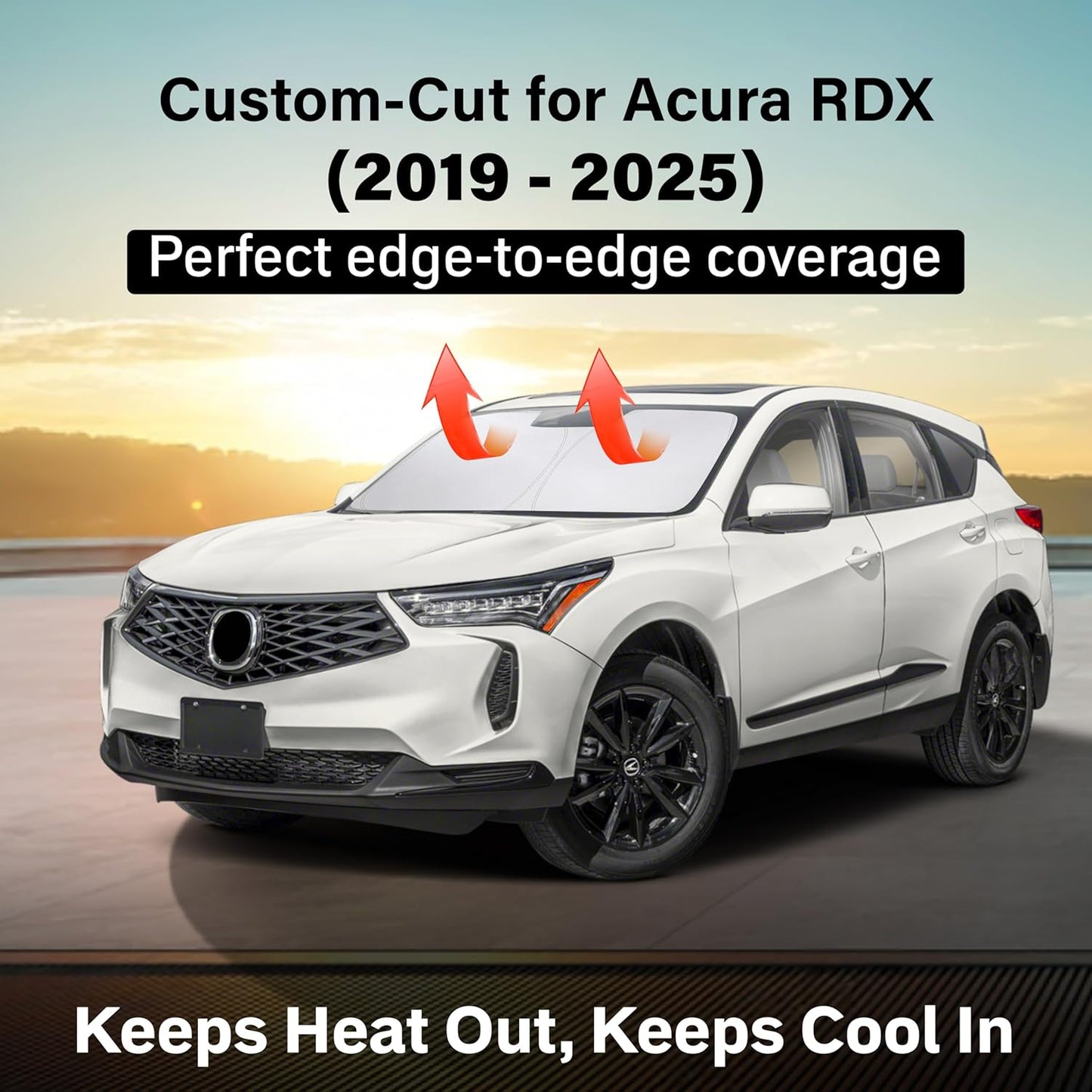 Econour Windshield Sun Shade for Acura RDX 2019-2025 Window Shade Sun Visor Cover Foldable Blocks UV Rays Keep Your Car Cooler