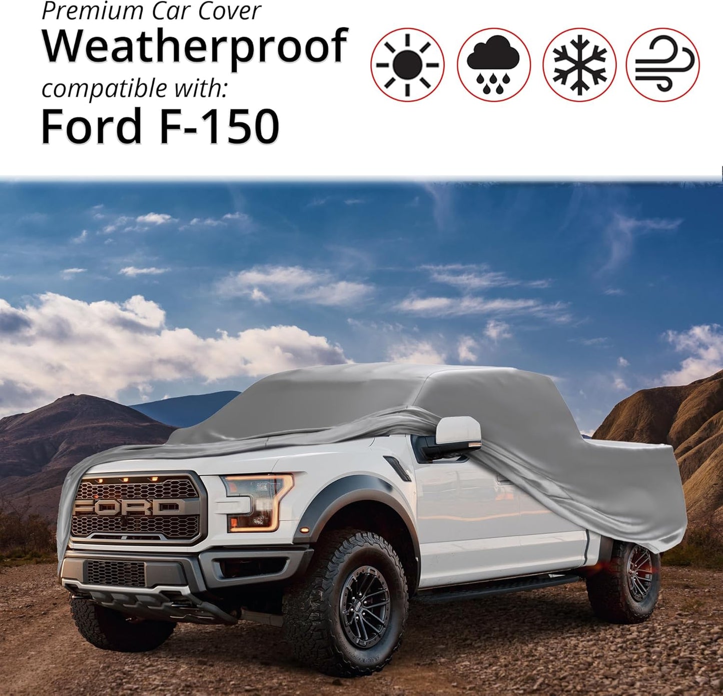 Car Covers Weatherproof Max Truck Cover & Warranty Compatible with Ford 2022-2024 F-150 Regular Cab, 8 with Truck Bed Shell– Outdoor Cover, Prevents Theft with Cable Lock