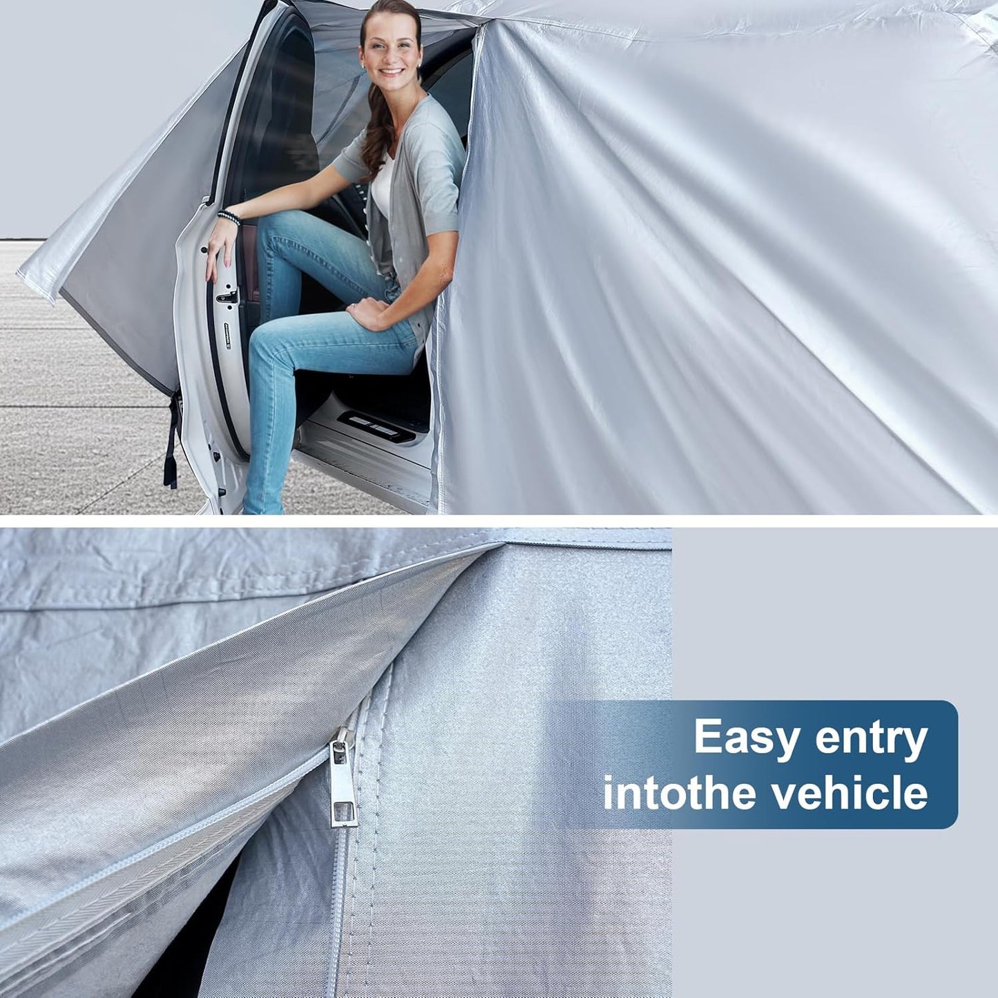 AUQDD 6-Layers Premium Sedan Car Cover Waterproof All Weather Weatherproof UV Sun Protection Snow Dust Storm Resistant Outdoor Exterior Custom Form-Fit Full Padded Car Cover with Straps 188"-198" K3