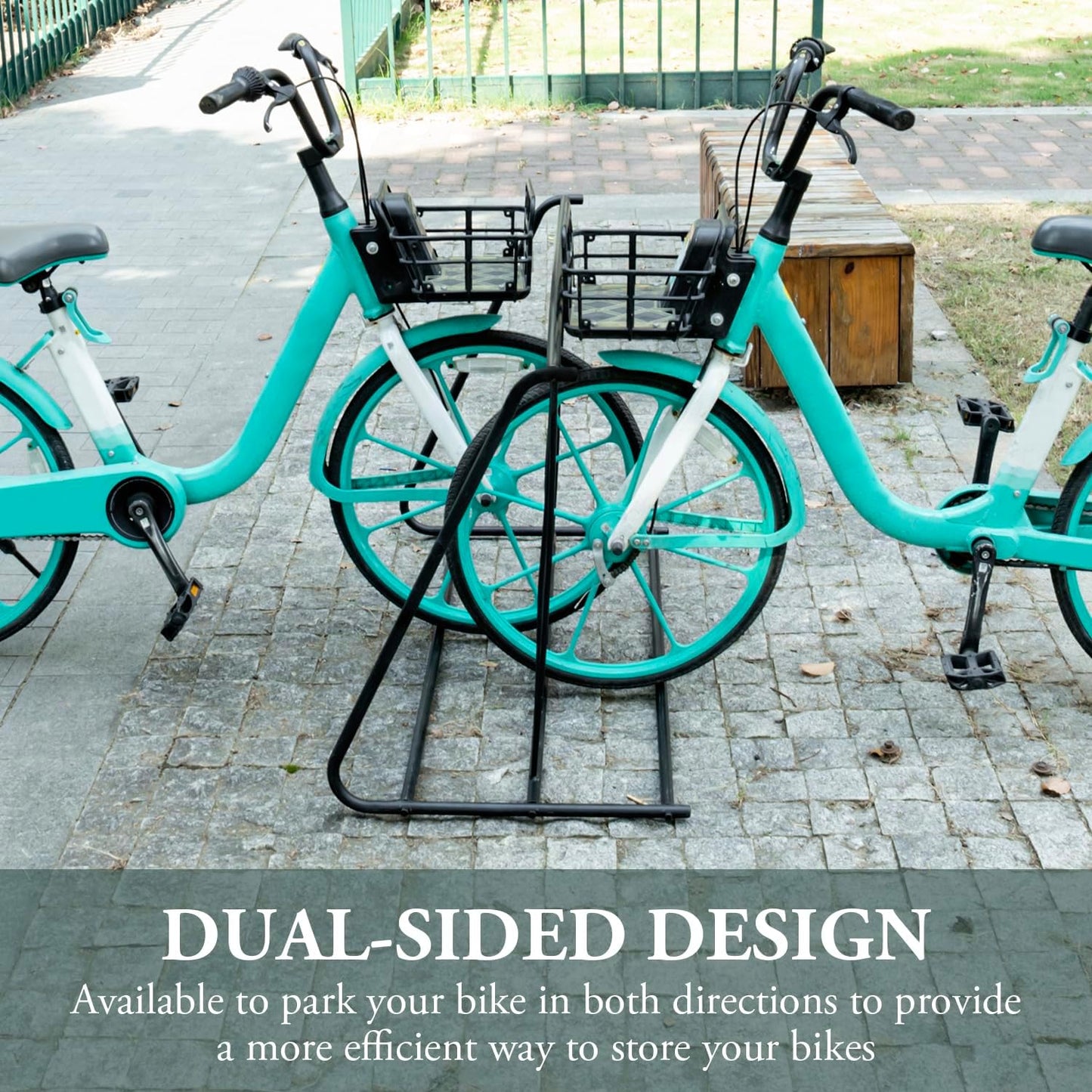 MyGift Large Metal Double-Sided Grid Bike Rack Stand, Freestanding Bicycle Storage Holder for Garage or Outdoor Parking with 6-Bicycle Capacity