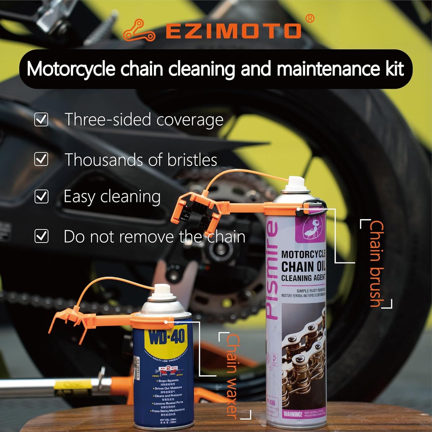 Bluebark Motorcycle Chain Cleaning Kit & Bike Chain Cleanse, (Only Suitable for Sizes 428, 520, 525, 530) Chain Brush & Oiler for Motorcycles and Bicycles (Cleaner Not Included)
