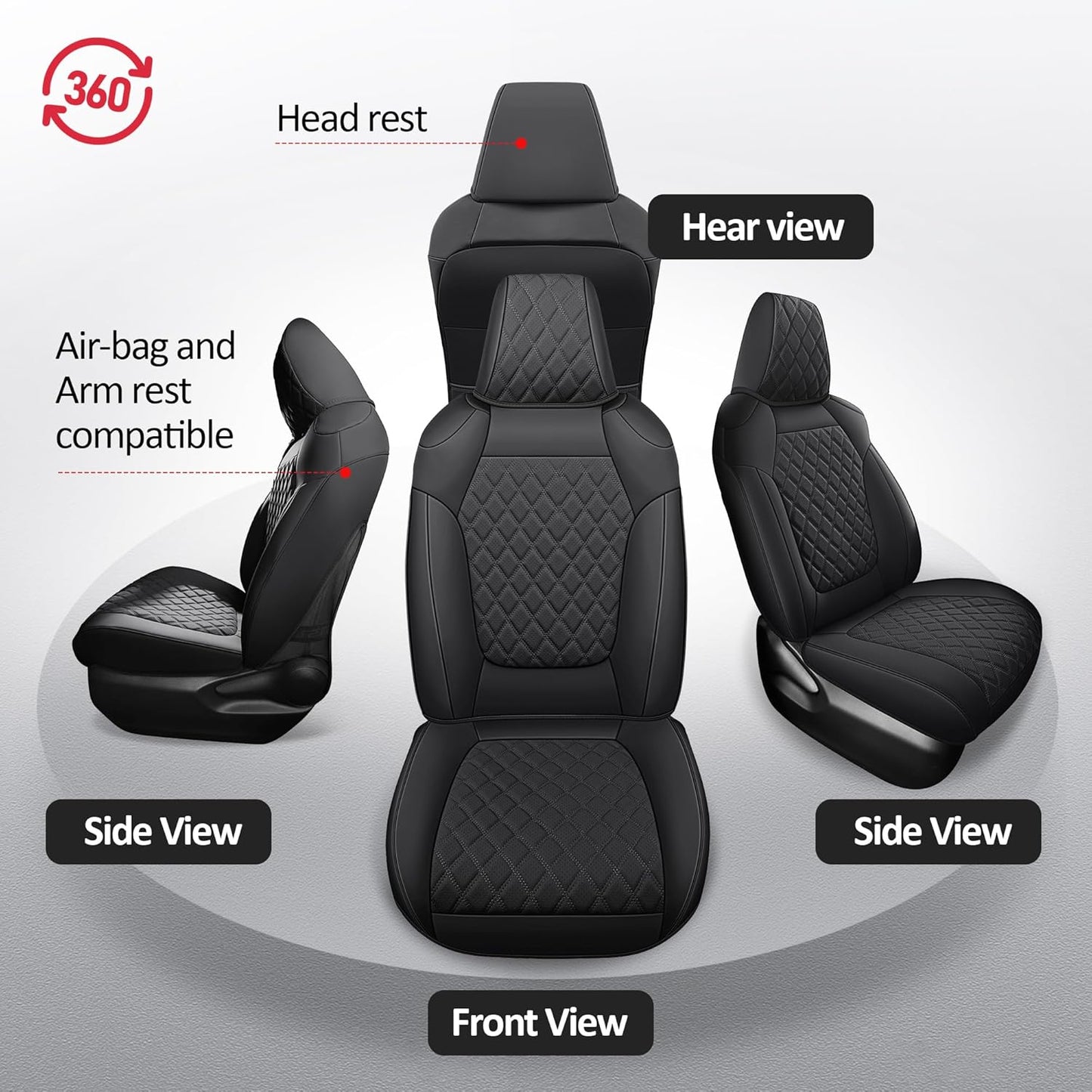 MIROZO Seat Covers for rav4,Waterproof Car Seat Covers Faux Leather Seat Cover Full Set Fit for 2019-2025 Toyota RAV 4 Non-Hybrid (Not for Adv & TRD-Off,Black)