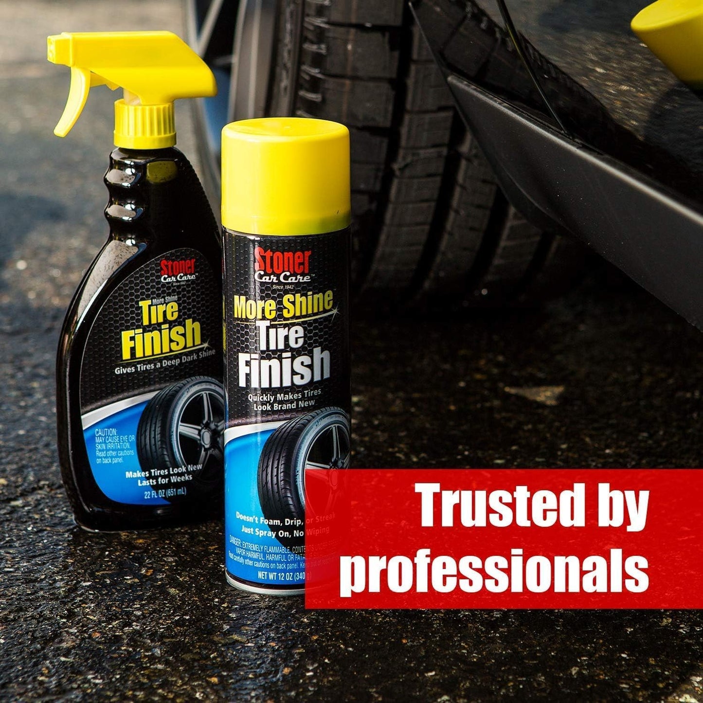 Stoner Car Care 91044-12PK Original More Shine Tire Finish for Tire and Wheel Care Creates a Long-Lasting, Rain-Resistant Tire Shine, Makes Faded Tires Look New, Non-Greasy Formula, 12 Oz, Pack of 12