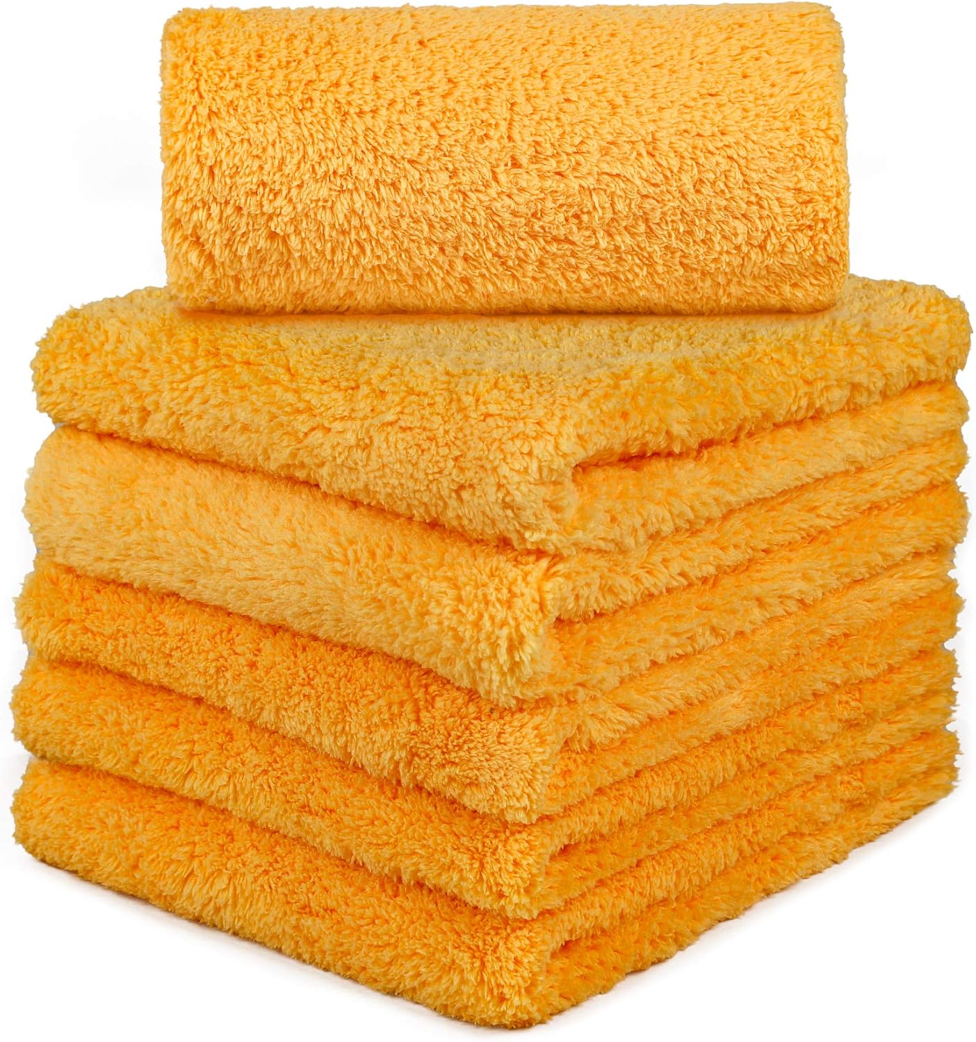 CARCAREZ Microfiber Towels for Cars, Car Drying Wash Detailing Towel with Plush Edgeless Microfiber Cloth (Yellow)