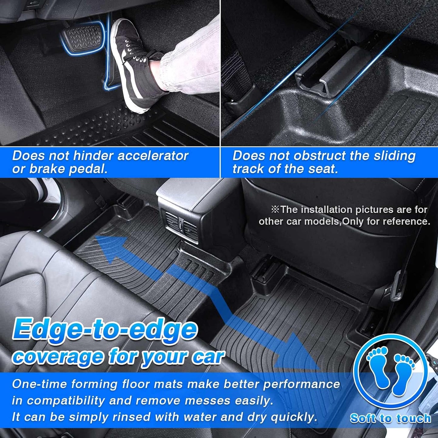 Cartist Custom Fit for Floor Mats Ford Edge 2015-2024 & Ford Edge ST 2019-2024 & Lincoln Nautilus 2019-2024 All Weather Floor Liner 1st & 2nd Row Carpet Protecttion 3D TPE Waterproof