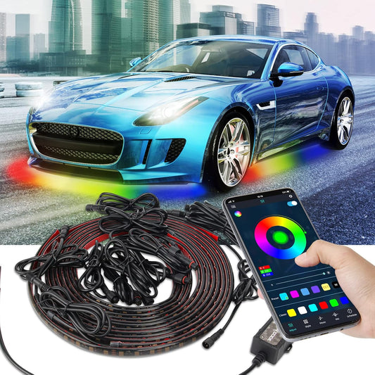 OPP ULITE Car Underglow Light Strip Dream Chasing Color, Upgraded Silicone Material, 212 Modes, 360pcs Led, APP Control Underbody Lights, 90x120x90, 6PC Pack