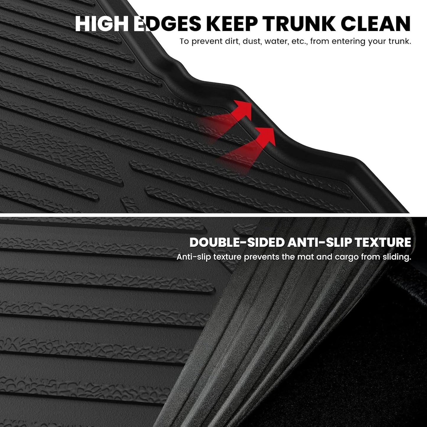 LASFIT Trunk Mat for Ford Fusion 2013-2020 (Only Fit Gasoline Not Fit Hybrid & PHEV) All Weather TPE Mats Custom Fit Cargo Mats for Ford Fusion Car Mats and Cargo Liner, Black