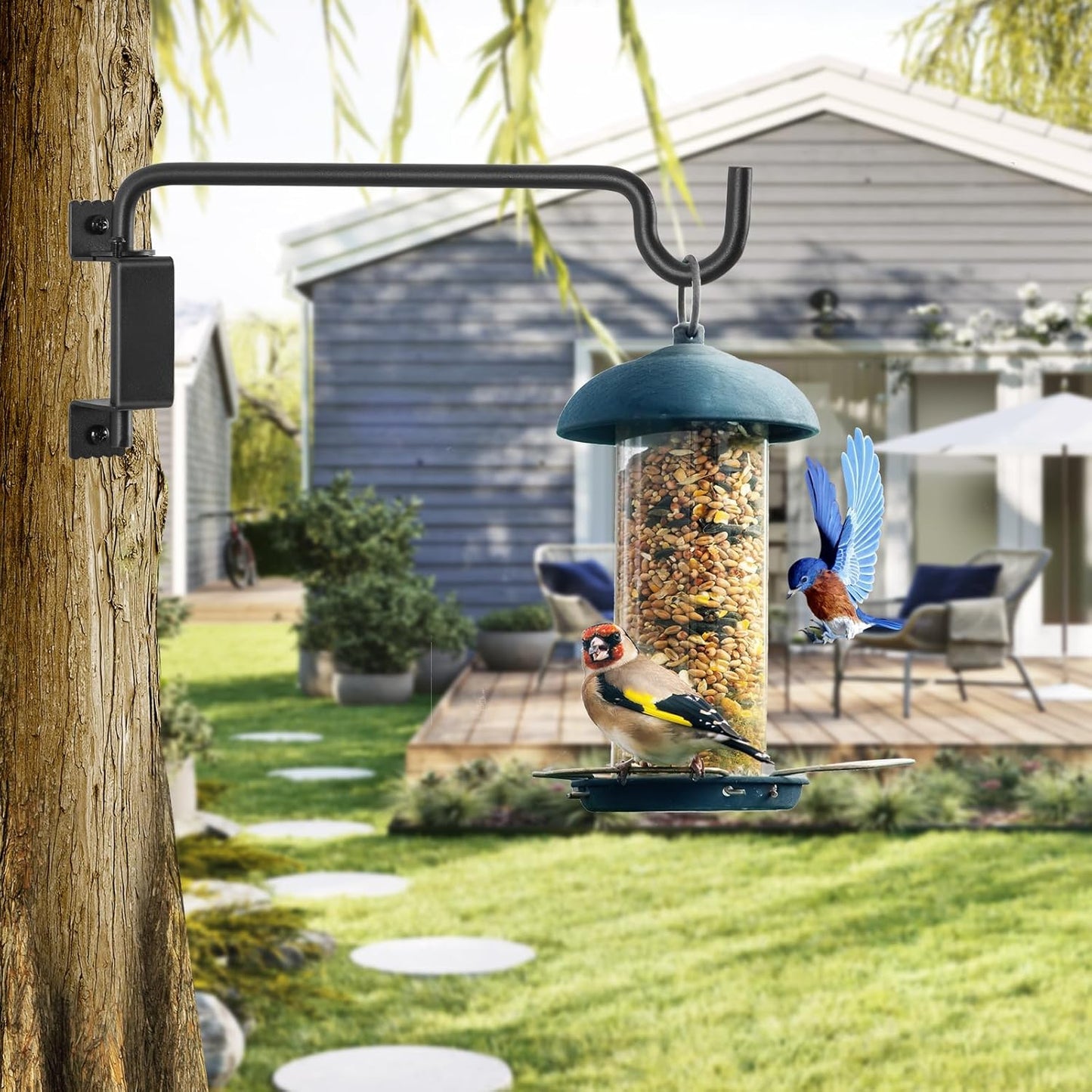 12" 360° Swivel Plant Hanger - Heavy Duty Solid Steel Wall Hook, 12-Directional Adjustable for Bird Feeders, Outdoor/Indoor Plants, Garden & Patio