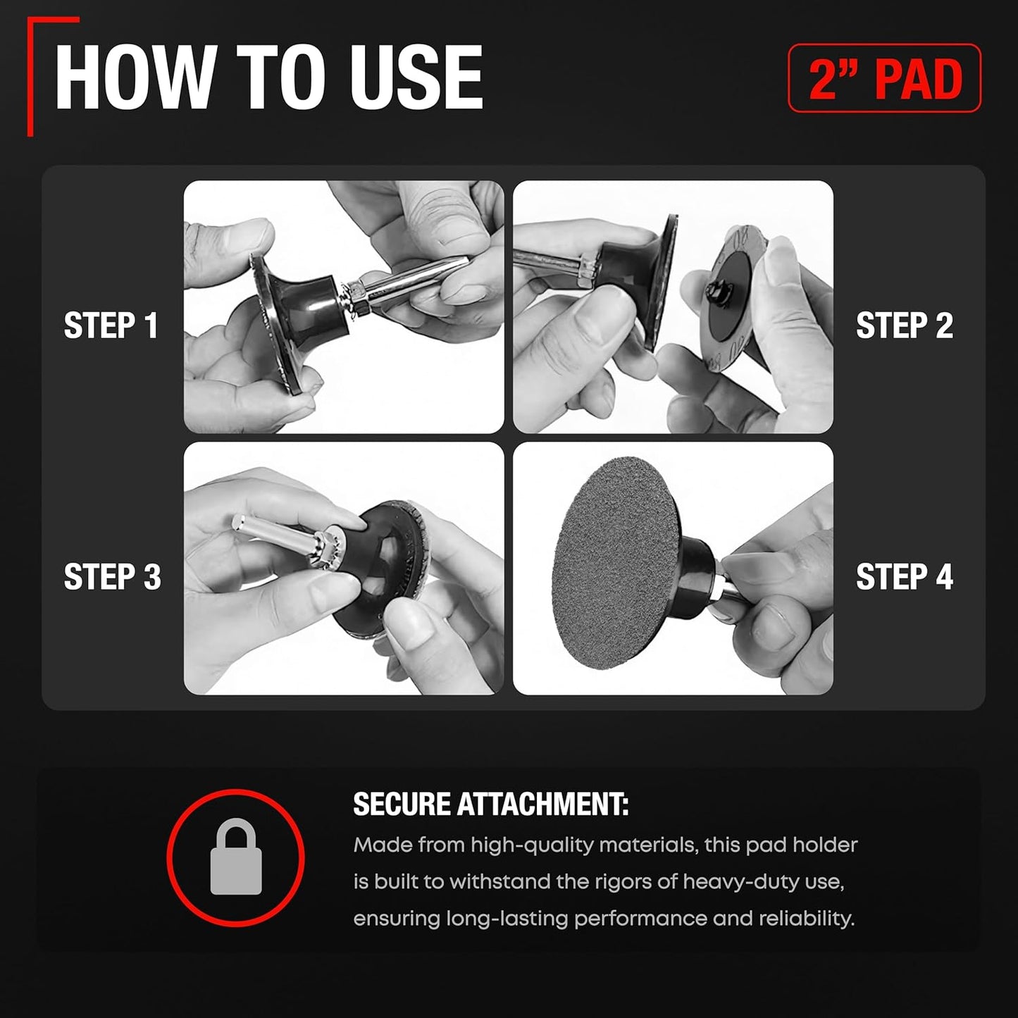 2-inch Conditioning Disc Pad Holder Assembly, Pack of 2-1/4'' Shank - Compatible with 3M ROLOC Scotch-Brite Brand Discs - Speed-Lok TR Quick-Change Attachment