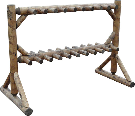 17-Pair Freestanding Skis + Snowboard Log Rack, Standing Shorter Ski Storage Racks, Snowboard Sports Organizer, Ski Poles Garage Sports Equipment Organizer, Rack for Snowboards - Canyon Brown