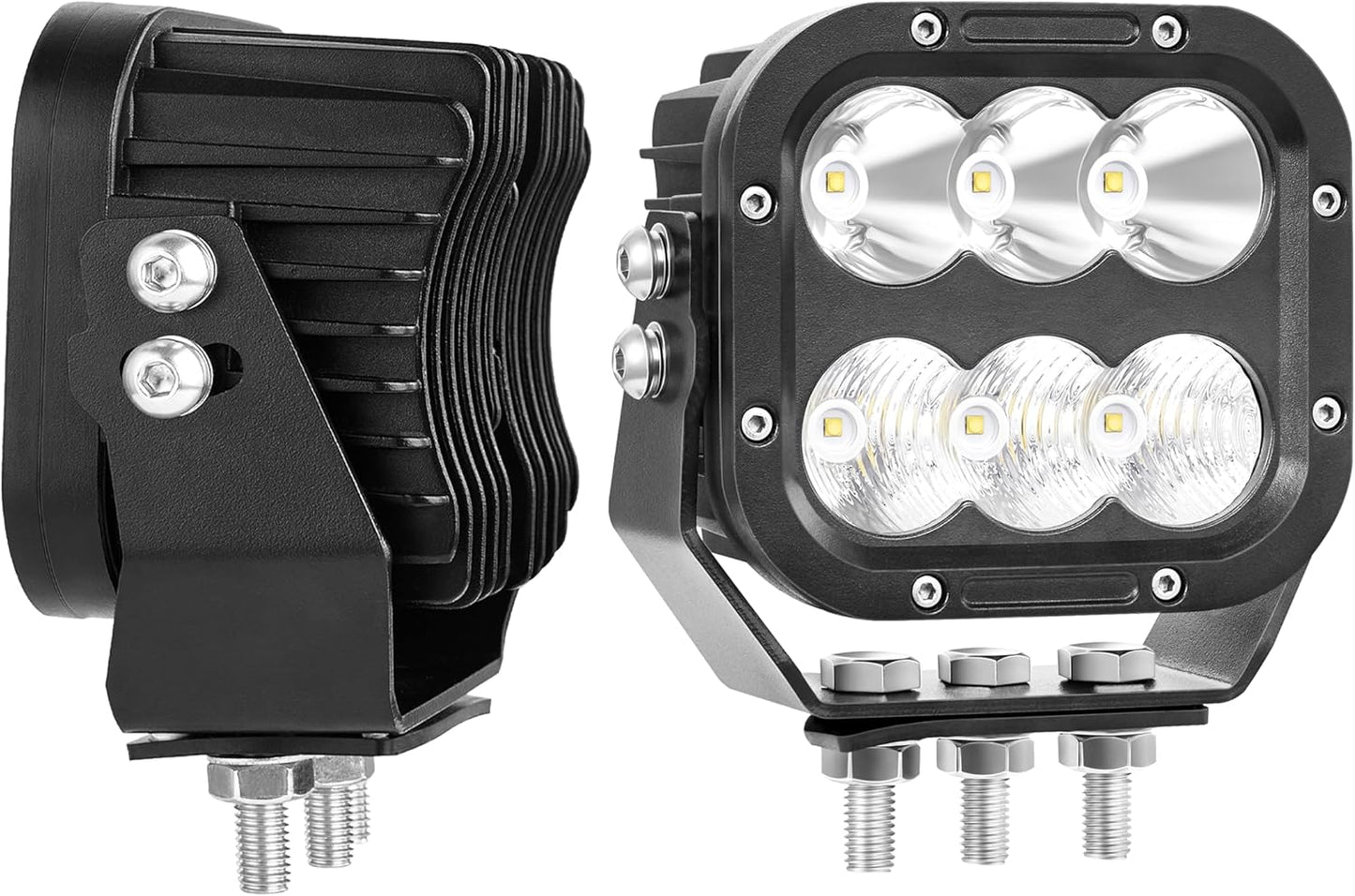 Cube LED Off Road Lights, 5 Inch 120W 10000lm IP68 LED Driving Lights Pods, Ultra Bright Square Combo Beam for Car Boat ATV UTV RV Golf Cart Pickup Tractor Work Lights 12V 24V, Pair