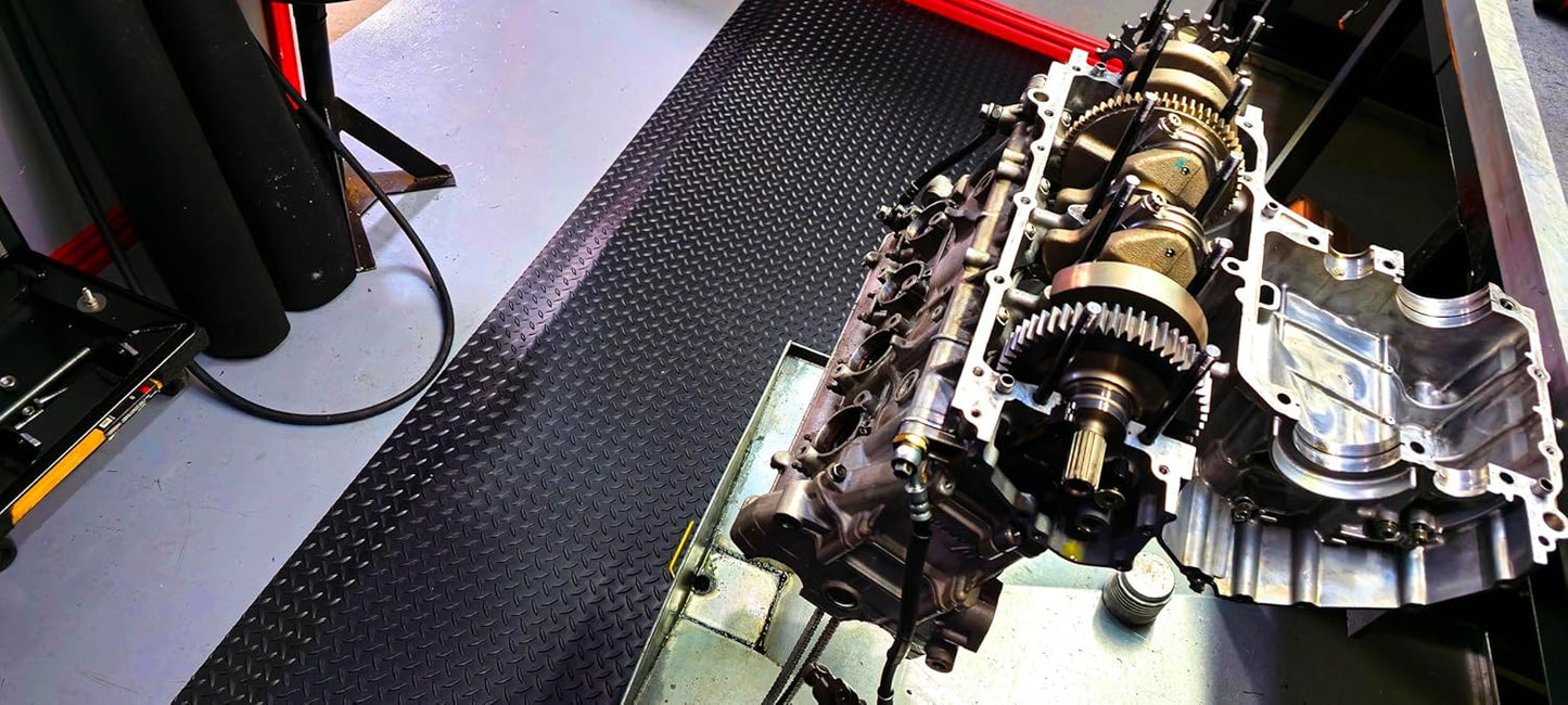 Rhino Mats, American Classic Diamond Anti-Fatigue Mats, Industrial Ergonomic Comfort Standing Mat for Work, Home, Garage, Office, Kitchen or Anywhere (Black 9/16" Thick, 2 FT. x 19 FT.)