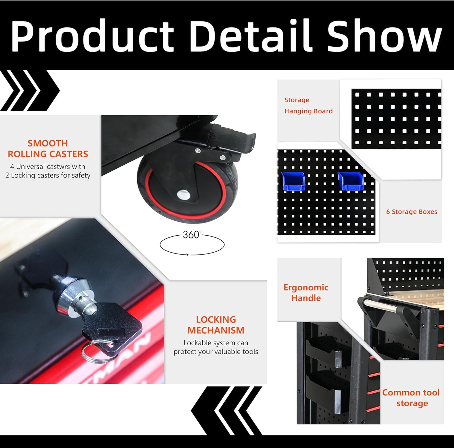 72-Inch Garage Cabinets and Storage System with 19 Drawers Rolling Tool Chest Large Mobile Workbench Heavy Duty Wood Top Tool Cart on Wheels for Garage, Workshop, Warehouse, Laboratory