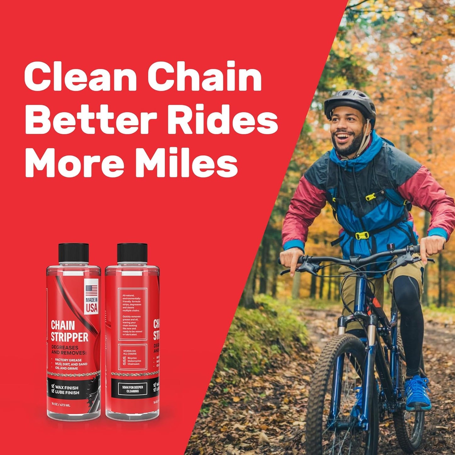 Professional Bike Chain Stripper + Degreaser - 16oz Chain Cleaner & Wax Prep, Works in Minutes, Made in USA, Easy Drip-On Application On Bike, Soak for Deep Clean, Strip + Prep for Bike & Motorcycle