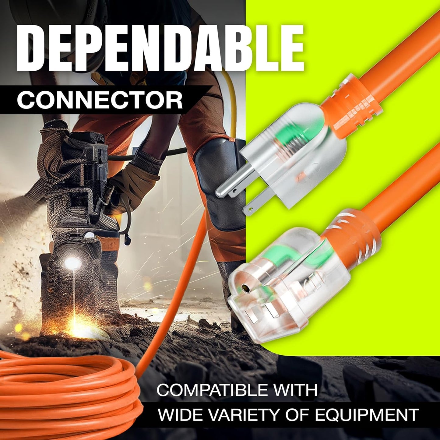 25ft Outdoor/Indoor Extension Cord 16/3 Gauge Heavy Duty 3 Prong SJTW, Waterproof, Flexible Cold-Resistant Long Power Cord,13A 125V 1625W, Orange by LifeSupplyUSA