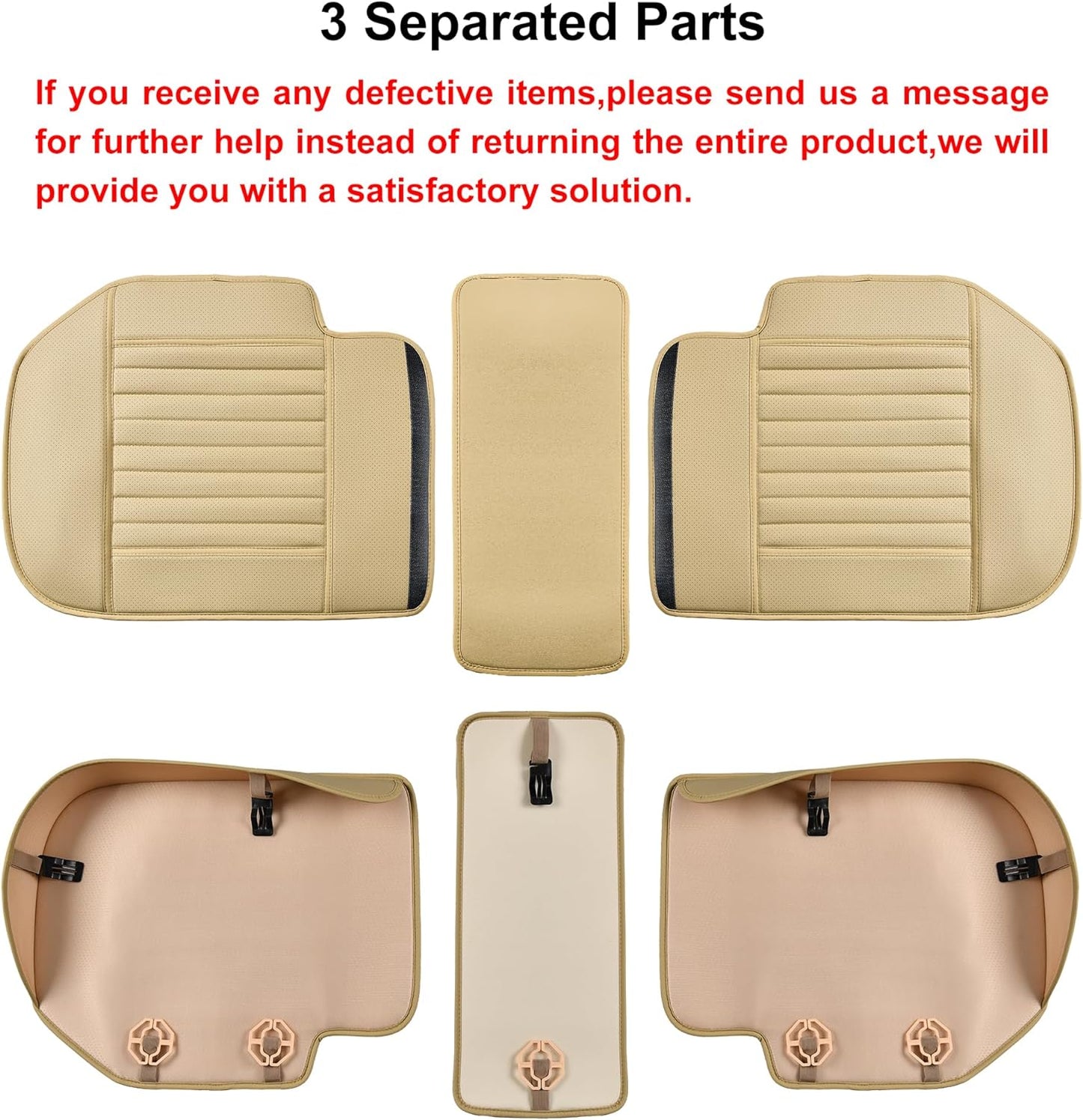 Back Seat Covers, Rear Seat Cushions, Auto Bench Protector with Breathable PU Leather and Non-Slip Bottom Universal for 4 Season (Beige, 61" x 20. 5")