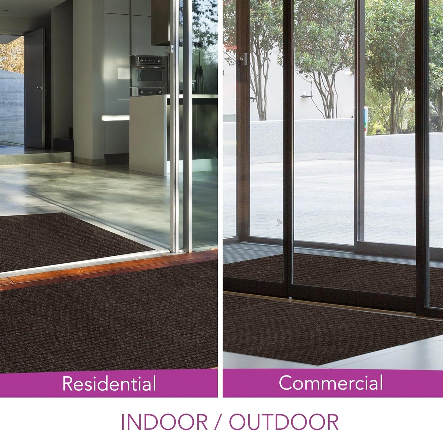 iCustomRug Spartan Weather Warrior Indoor/Outdoor Utility Ribbed Carpet Runner with Non-Slip Thermoplastic Rubber Backing, 3ft X 62ft in Brown